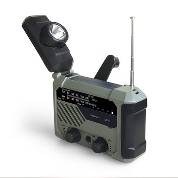 Gontence LED Taschenlampe Solar Radio AM/FM Kurbelradio Notfallradio Powerbank USB Aufladbarer (1-St)