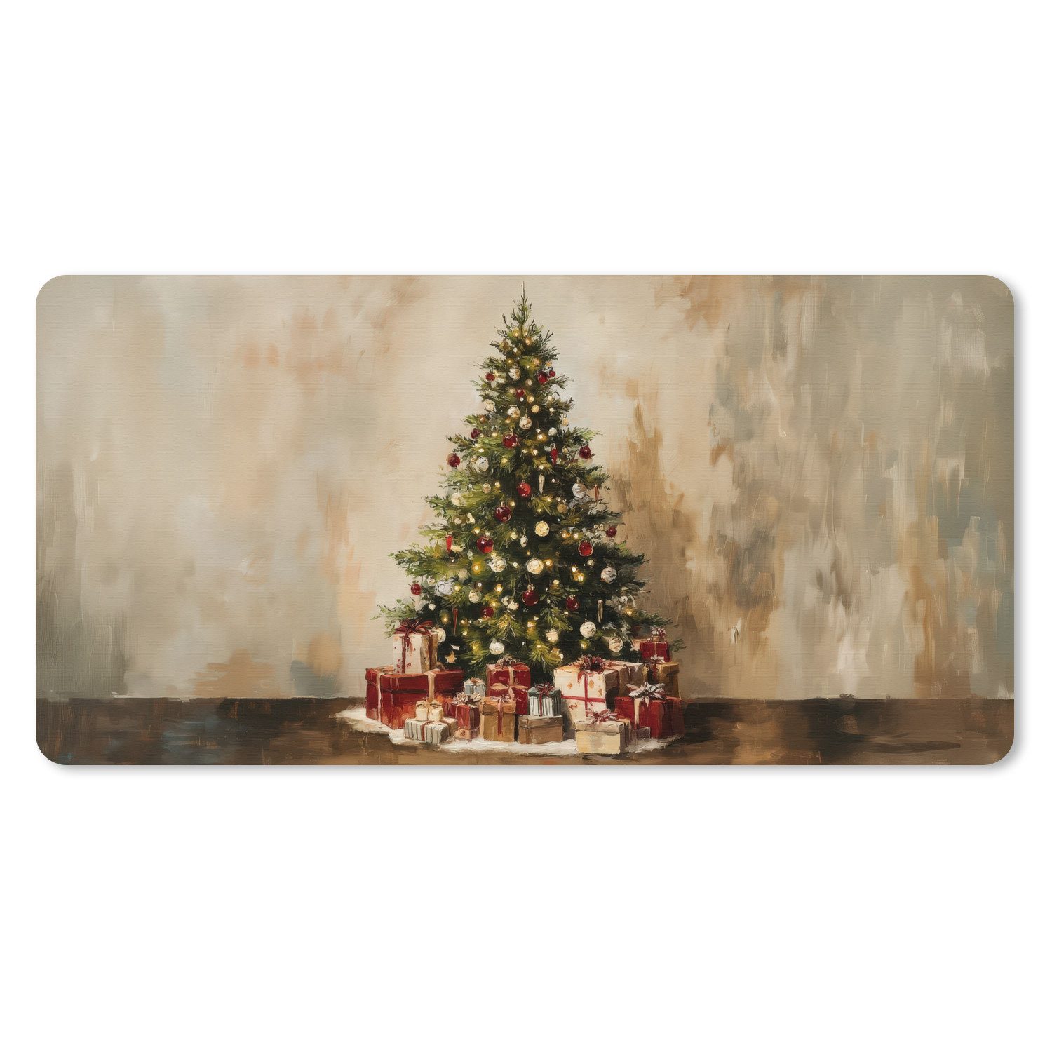 MuchoWow Mauspad Weihnachtsbaum - Geschmückt - Farbenfroh (1-St), Mousepad mit Rutschfester Unterseite, Gaming XXL, Großes, 120x60 cm