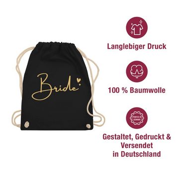 Shirtracer Turnbeutel Bride mit Herzchen gold, JGA Junggesellenabschied Frauen