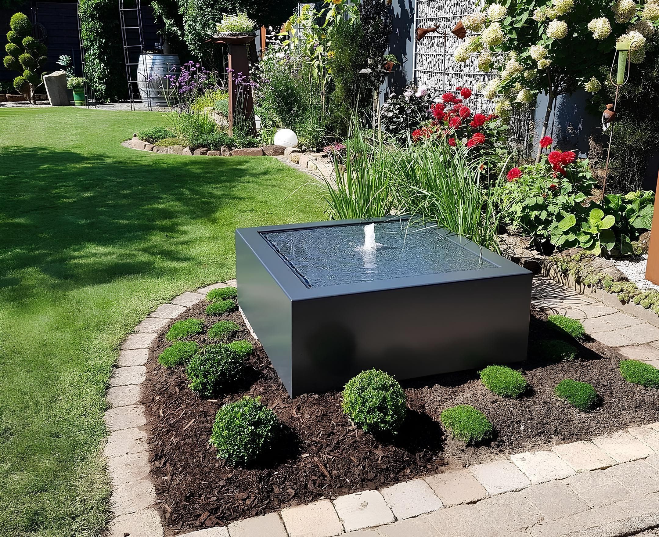 Xlmoebel Wasserspiel XLMOEBEL Dekobrunnen aus Edelstahl in Grau, freistehend, Made in Europa