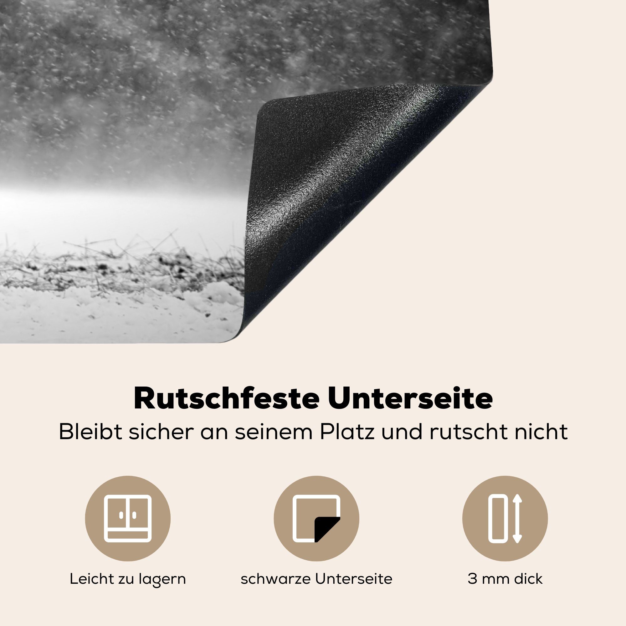 - - MuchoWow Hirsche Ceranfeldabdeckung, cm, für Winter (1 Arbeitsplatte Schwarz Vinyl, - Herdblende-/Abdeckplatte Tiere Weiß, küche - tlg), 81x52