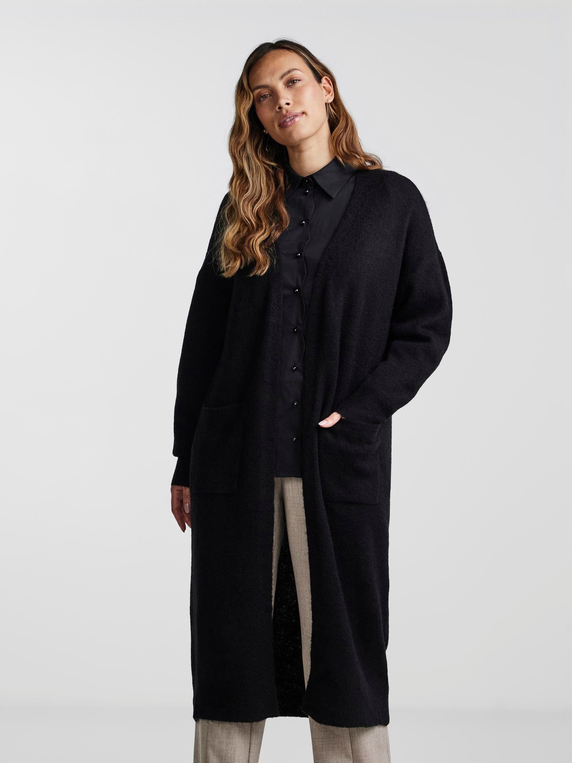 Y.A.S Longstrickjacke YASBALIS LS LONG KNIT CARDIGAN S. NOOS BLACK