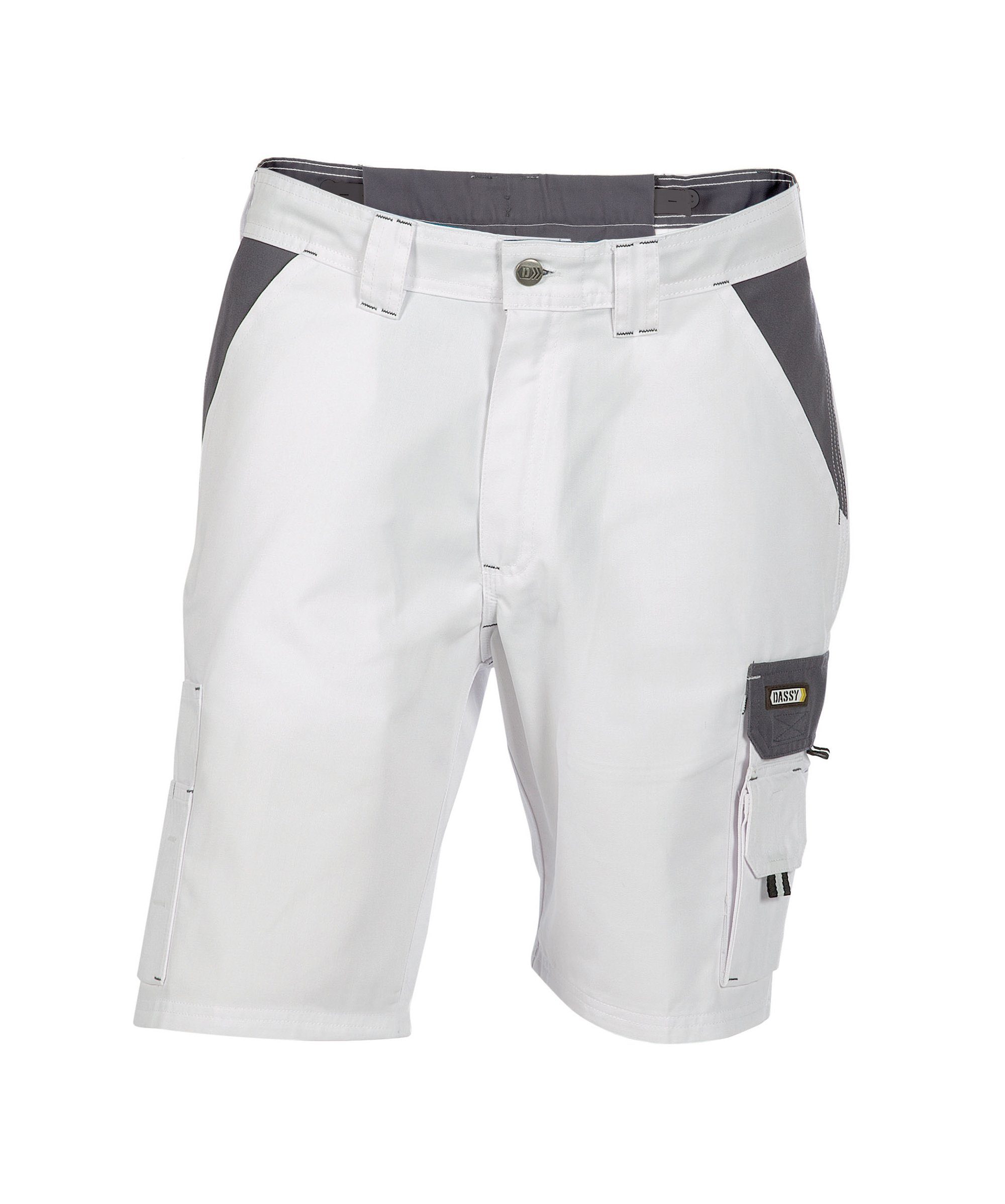 Dassy Arbeitsshorts Zweifarbige Arbeitsshorts Roma (1-tlg) weiß/zementgrau | Shorts