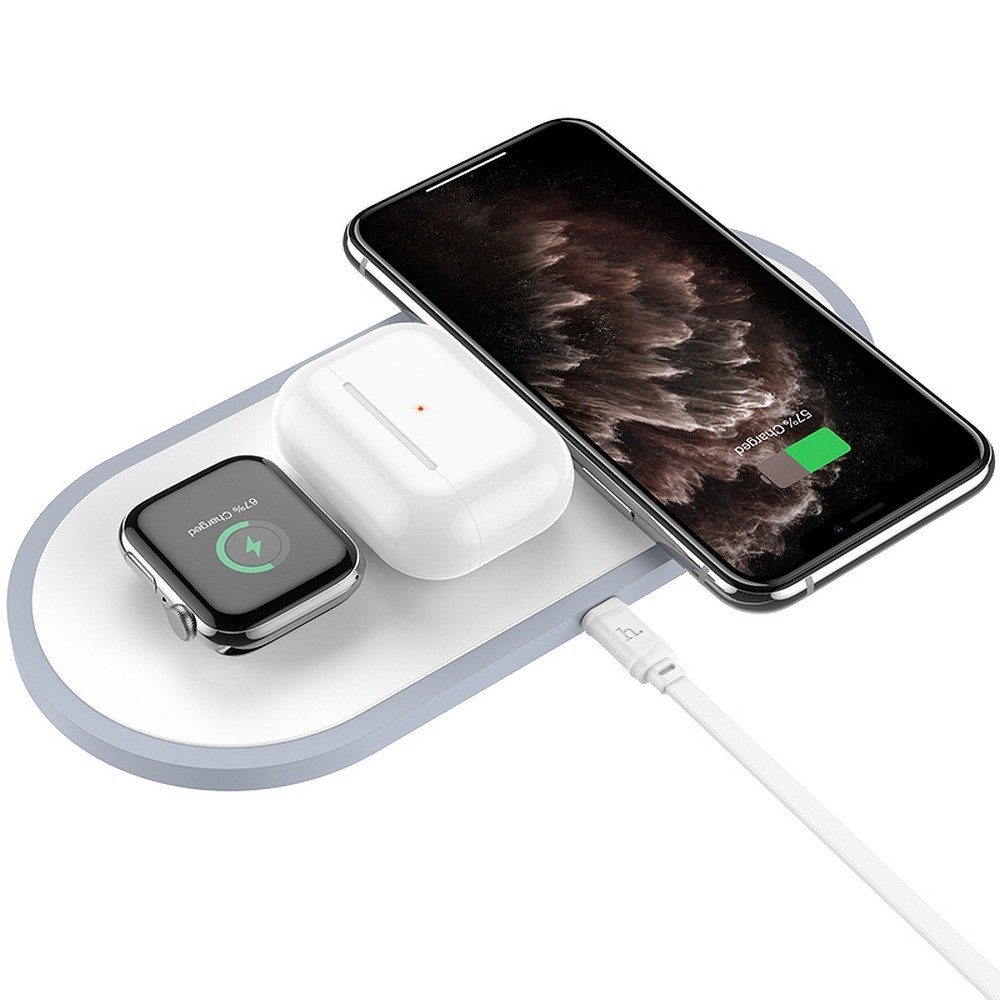 hoco. 3in1 10W 2A Airpods + Apple Watch + Smartphone weiß Wireless Charger