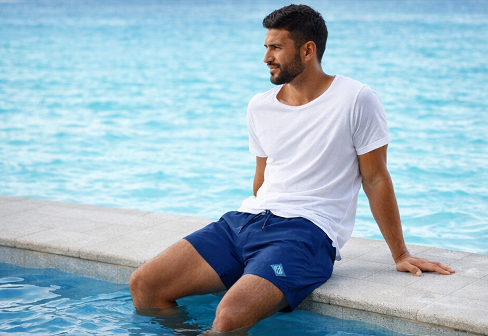 Replay Boxer-Badehose Replay Herren Badeboxer kurz Marineblau mit Innenhose