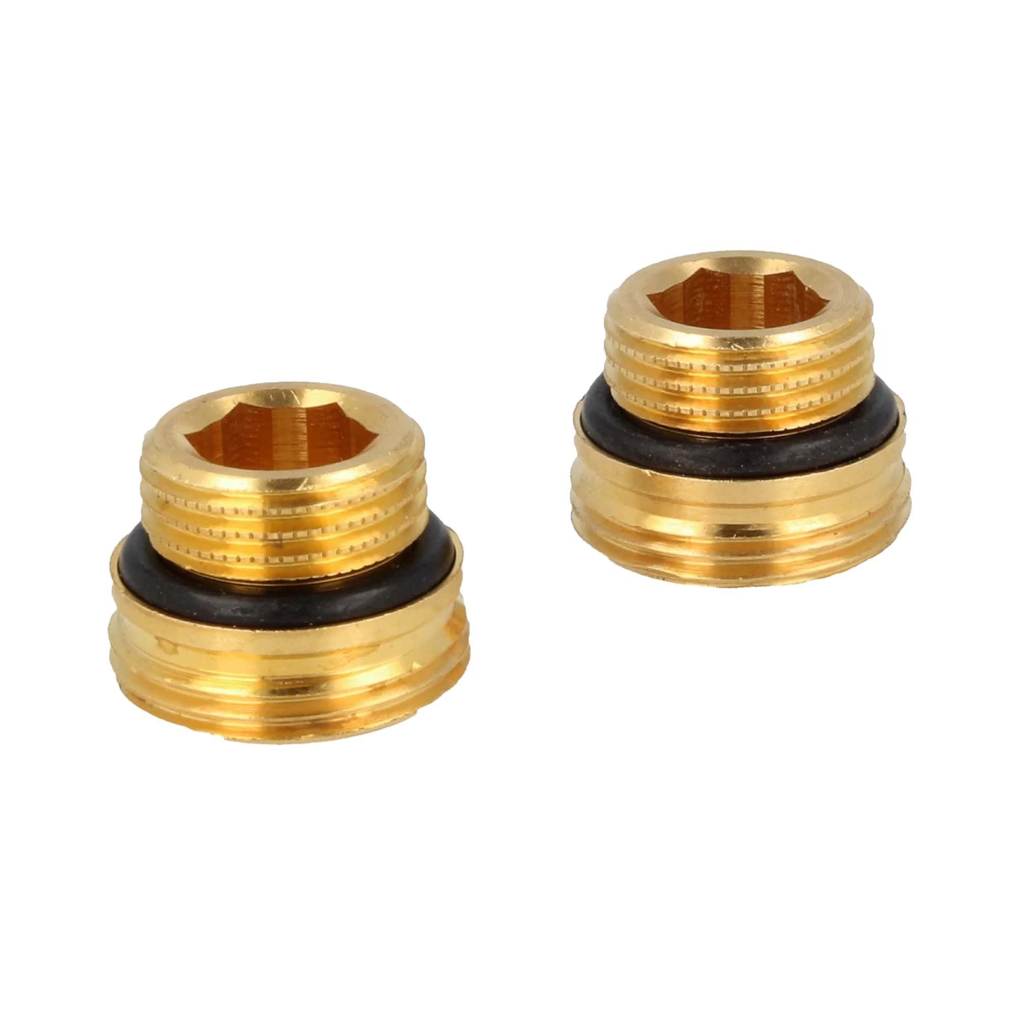 Heizkörper 2-er Set Übergangsnippel für Hahnblock 3/4 x 1/2 Zoll - selbstdichtend