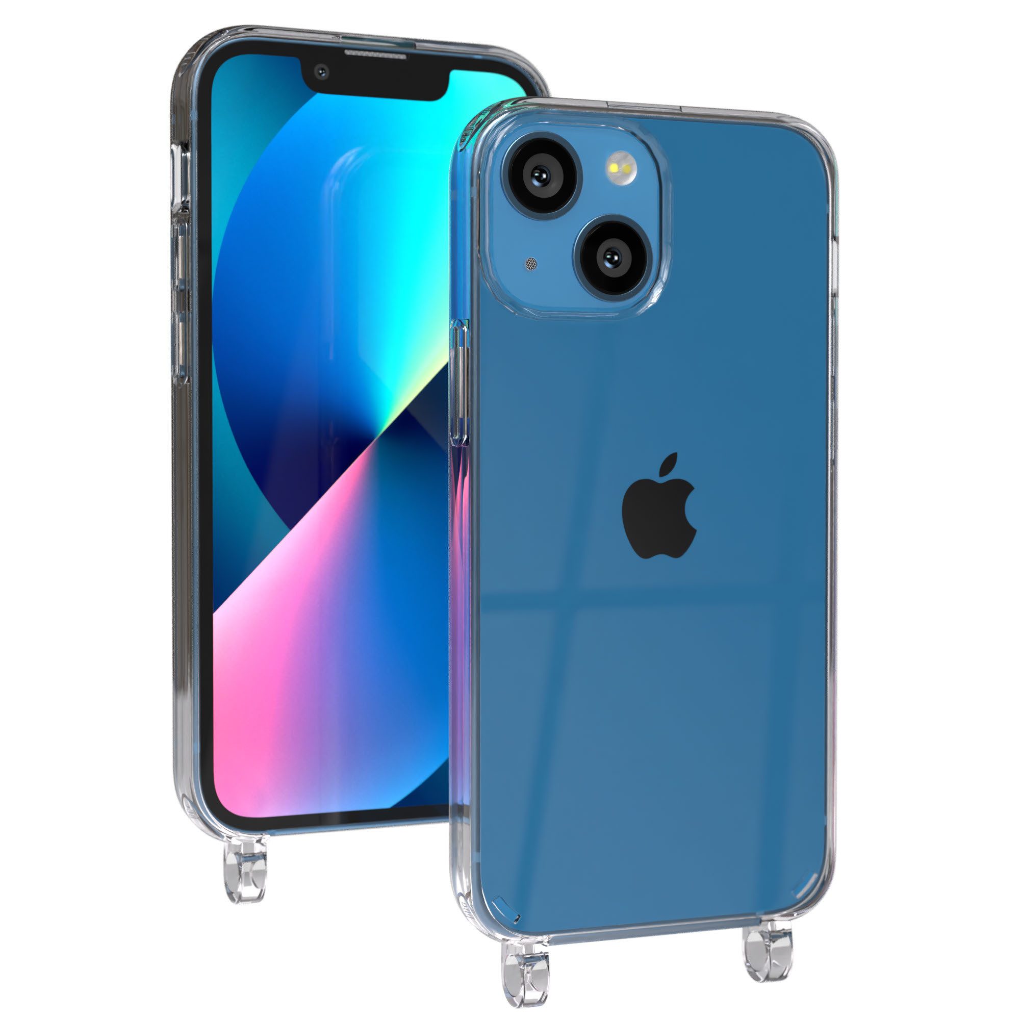 EAZY CASE Handykette Handyhülle für Handyketten mit Befestigungsösen für iPhone Modelle 5,4 Zoll, Hülle für Handykette, Transparent mit Ösen für Apple iPhone 13 Mini