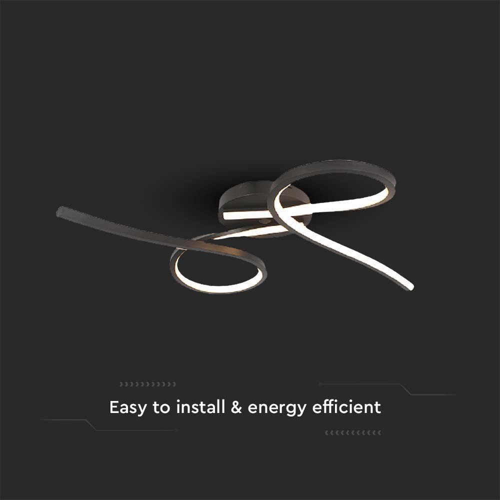 V-TAC LED Deckenleuchte, LED-Leuchtmittel fest verbaut, Warmweiß, Deckenlampe Deckenleuchte Designlampe LED Wohnzimmerleuchte schwarz L