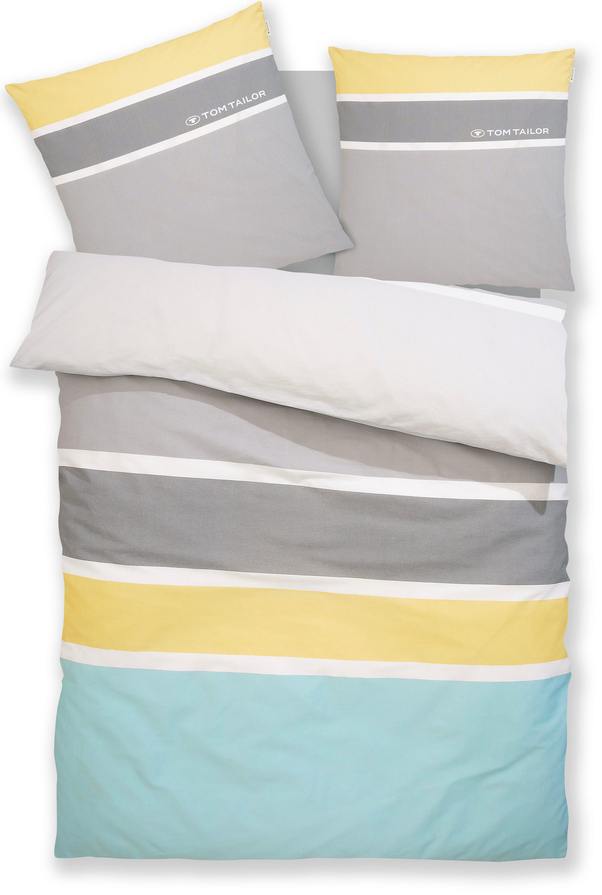 TOM TAILOR HOME Bettwäsche Felix in Gr. 135x200 oder 155x220 cm, Renforcé, 3 teilig, mit GRATIS-Zugabe: Gästehandtuch (100% Baumwolle), mit Reißverschluss – Bild 4 von 5
