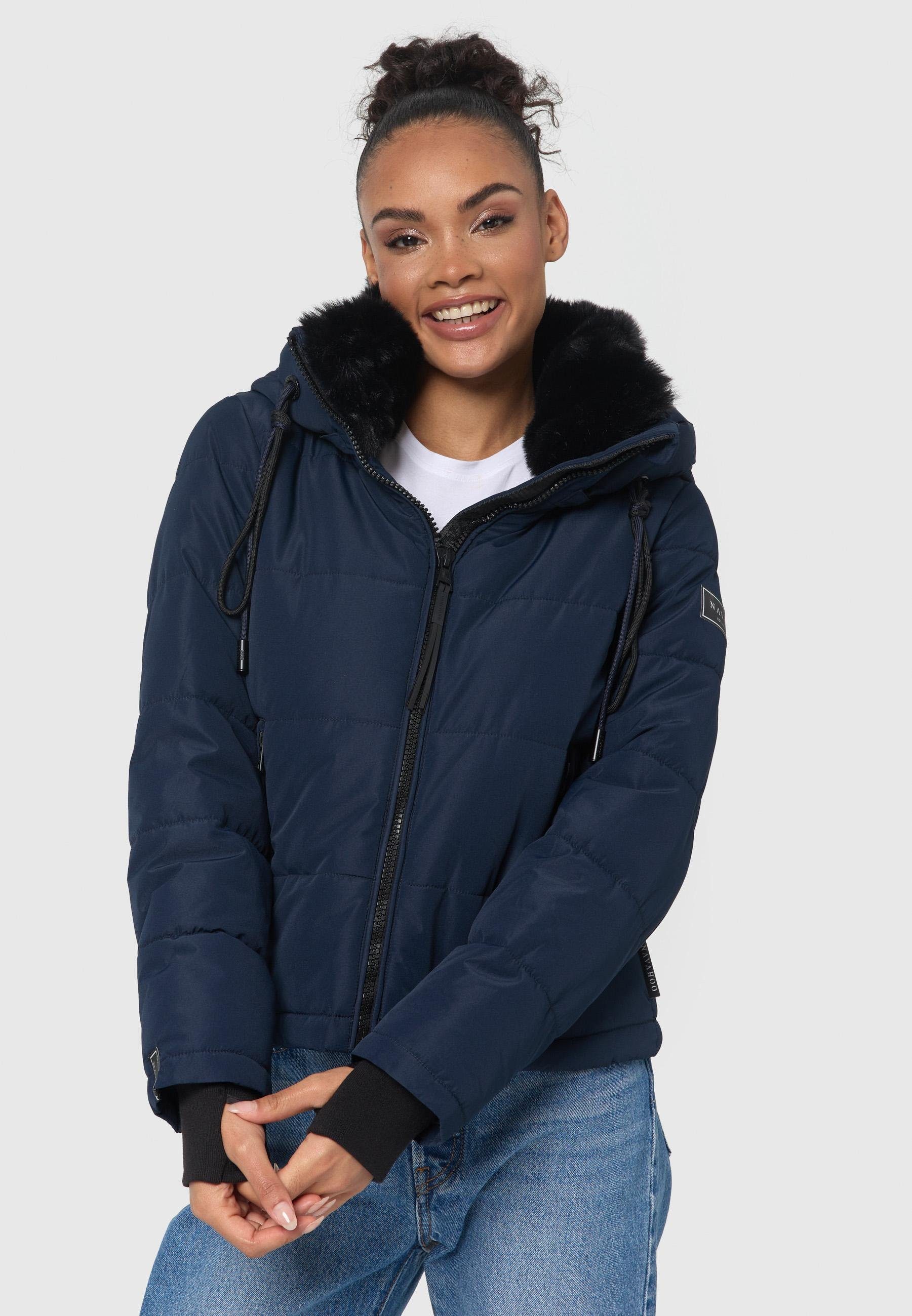 Warme XIV Navahoo gesteppte Damen Winterjacke Kragen navy Mit mit Liebe kuscheligem Steppjacke