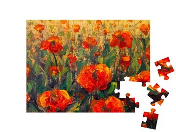 puzzleYOU Puzzle Ölgemälde: Große rote Mohnblumen, 48 Puzzleteile, puzzleYOU-Kollektionen