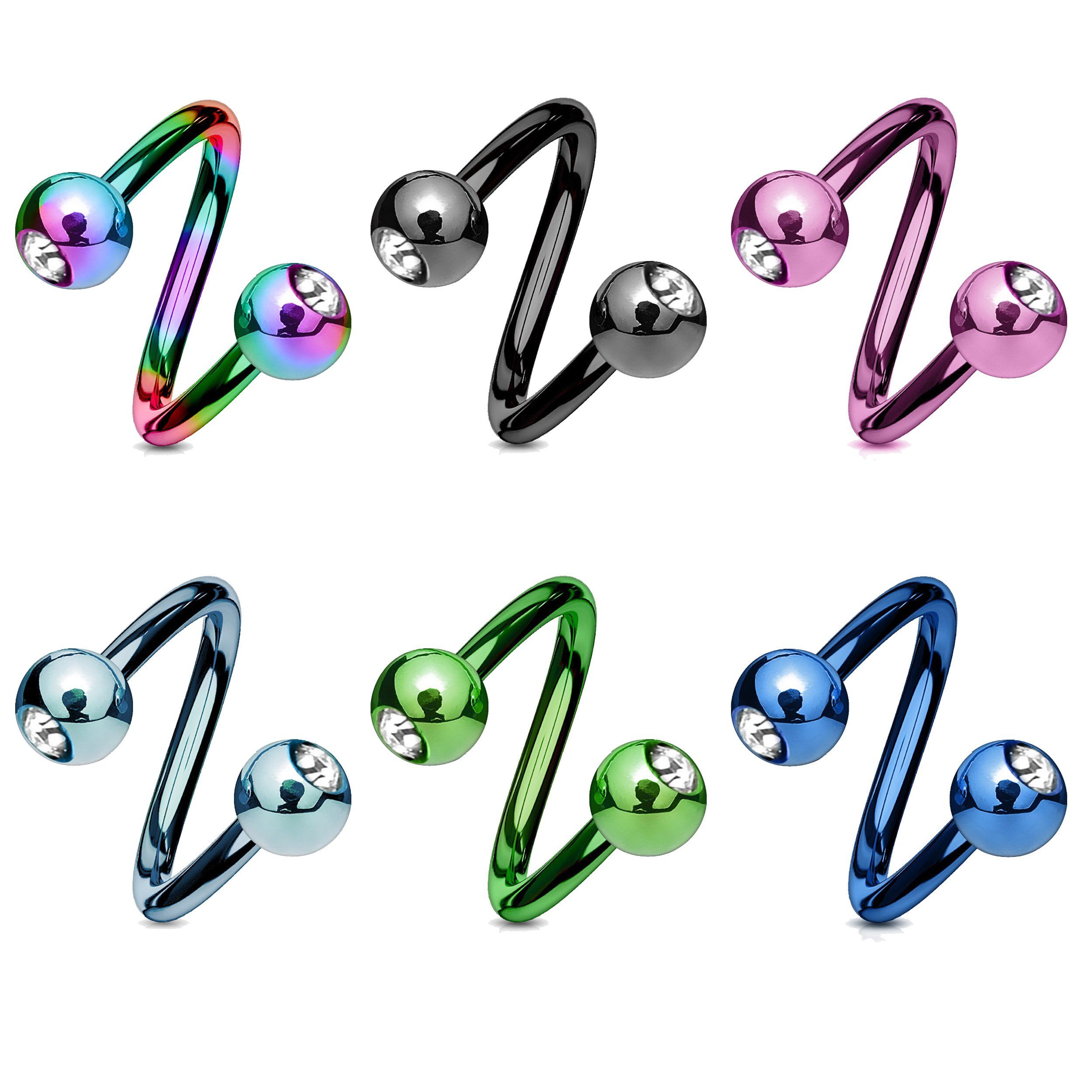 viva-adorno Piercing-Set Lippenpiercing Spirale Twist Labret Zirkonia Ohrpi günstig online kaufen