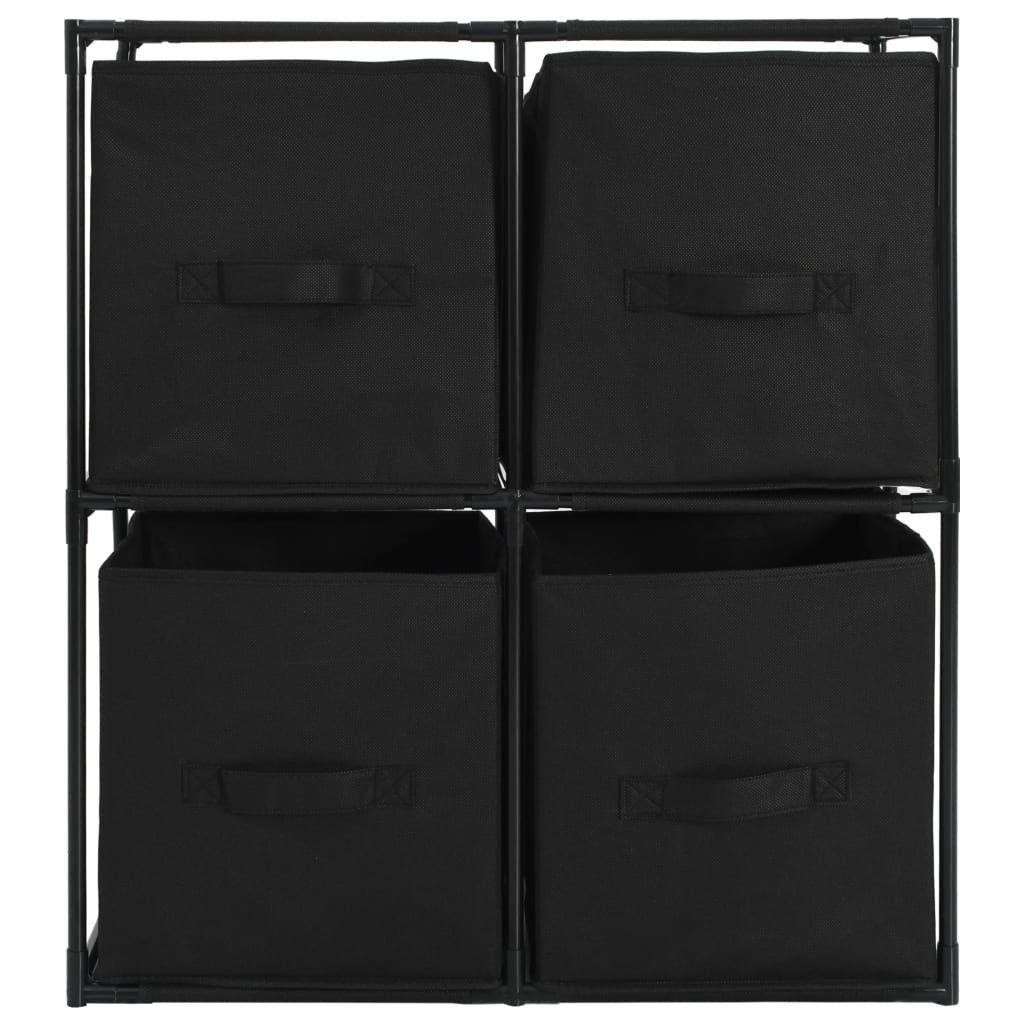 vidaXL Kommode Lagerschrank mit 4 Stoffkörben Schwarz 63×30×71 cm Stahl (1 St)