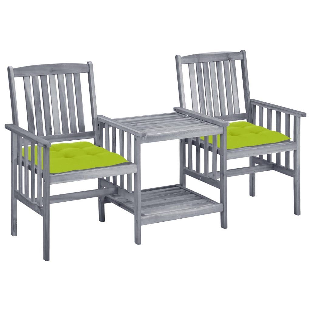 vidaXL Gartenlounge-Set Gartenstühle mit Teetisch und Kissen Massivholz, (1-tlg)