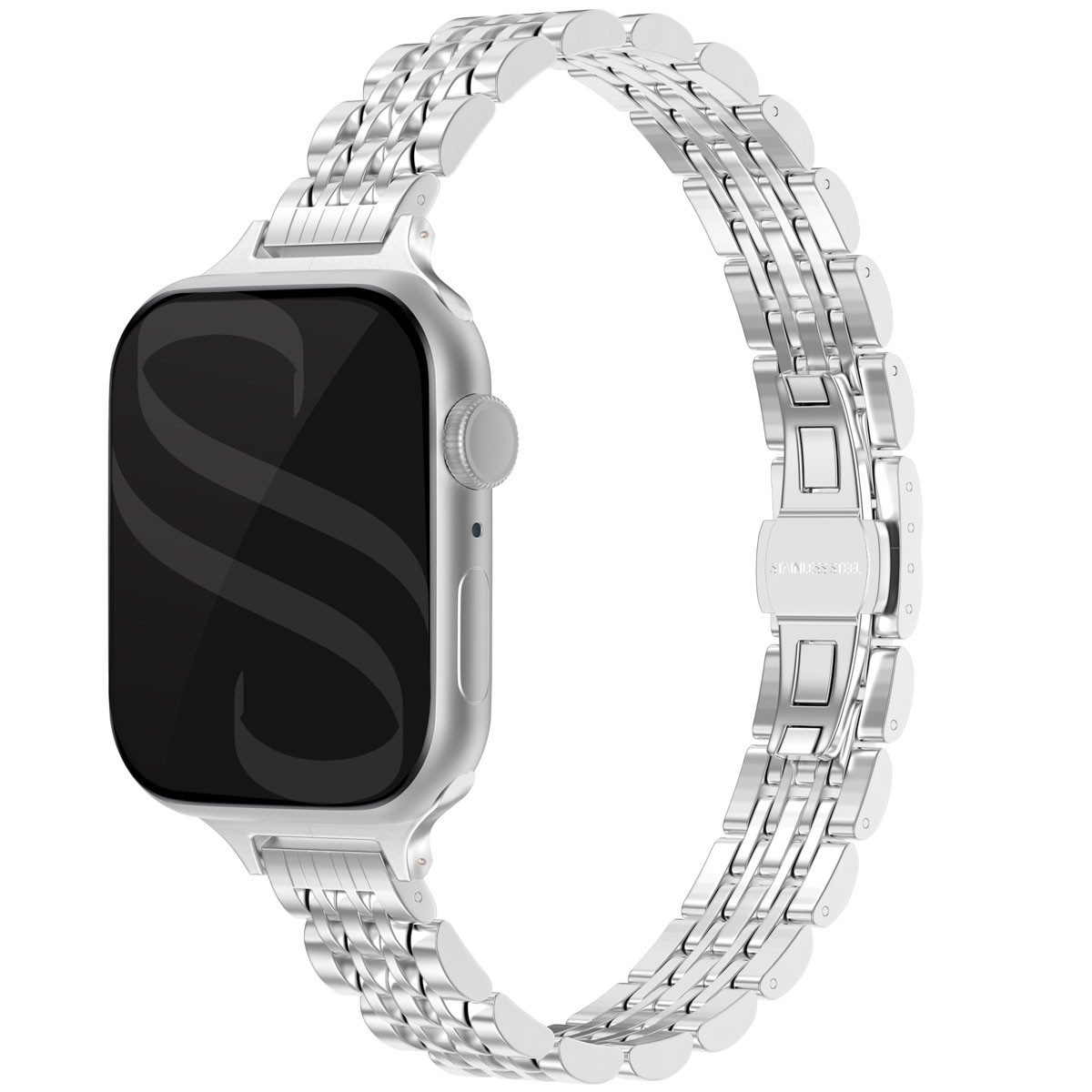 Selencia Smartwatch-Armband Selencia Jubilee inspiriertes schmales Edelstahlarmband für Apple Watc