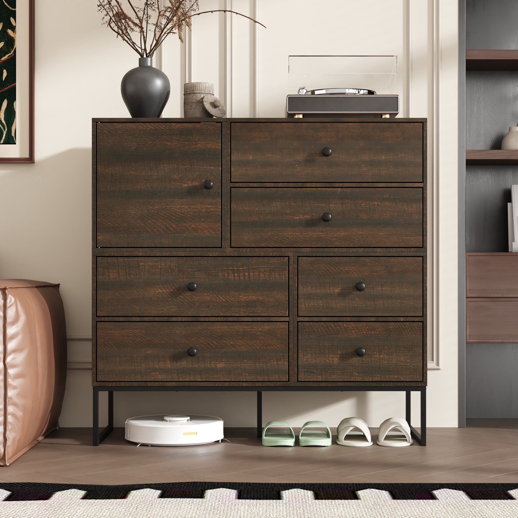 FUFU&GAGA Sideboard Küchenschrankmit 1 Schubladen, DIY Schuhschrank, Bücher günstig online kaufen