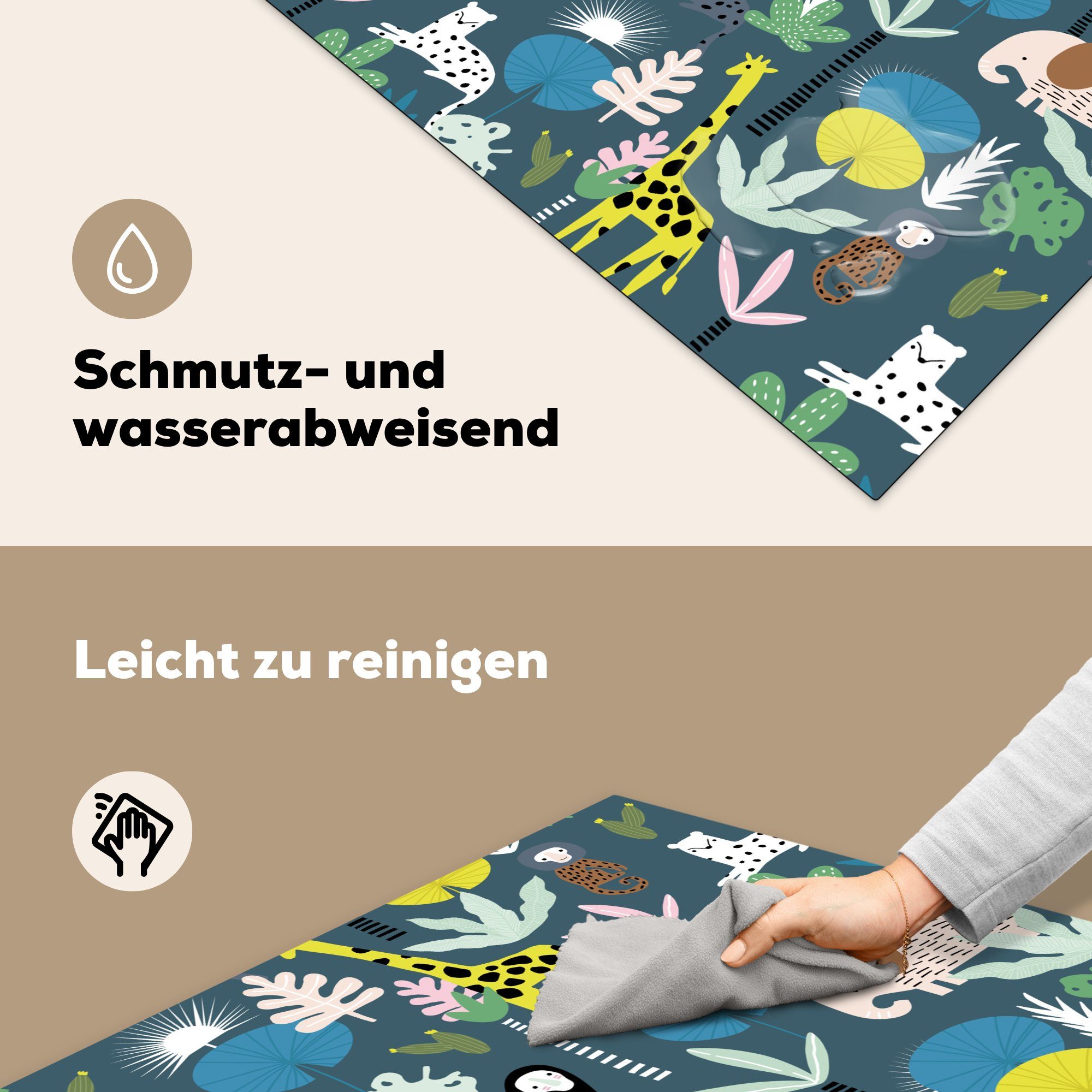 (1 MuchoWow - 78x78 - Affe küche Vinyl, Ceranfeldabdeckung, tlg), Arbeitsplatte Dschungel cm, Baum, für Herdblende-/Abdeckplatte