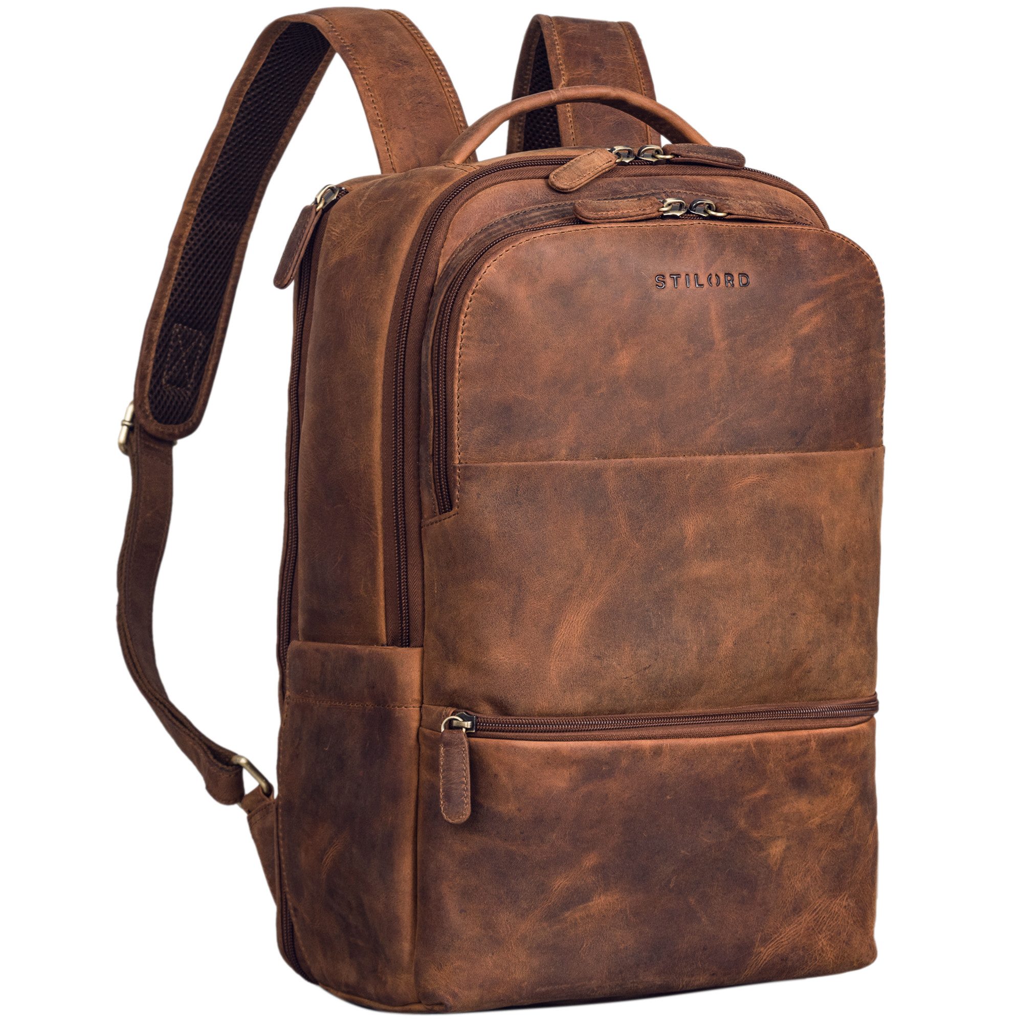 STILORD Notebookrucksack "Thore" Luxuriöser Leder Rucksack mit Laptopfach 17 Zoll