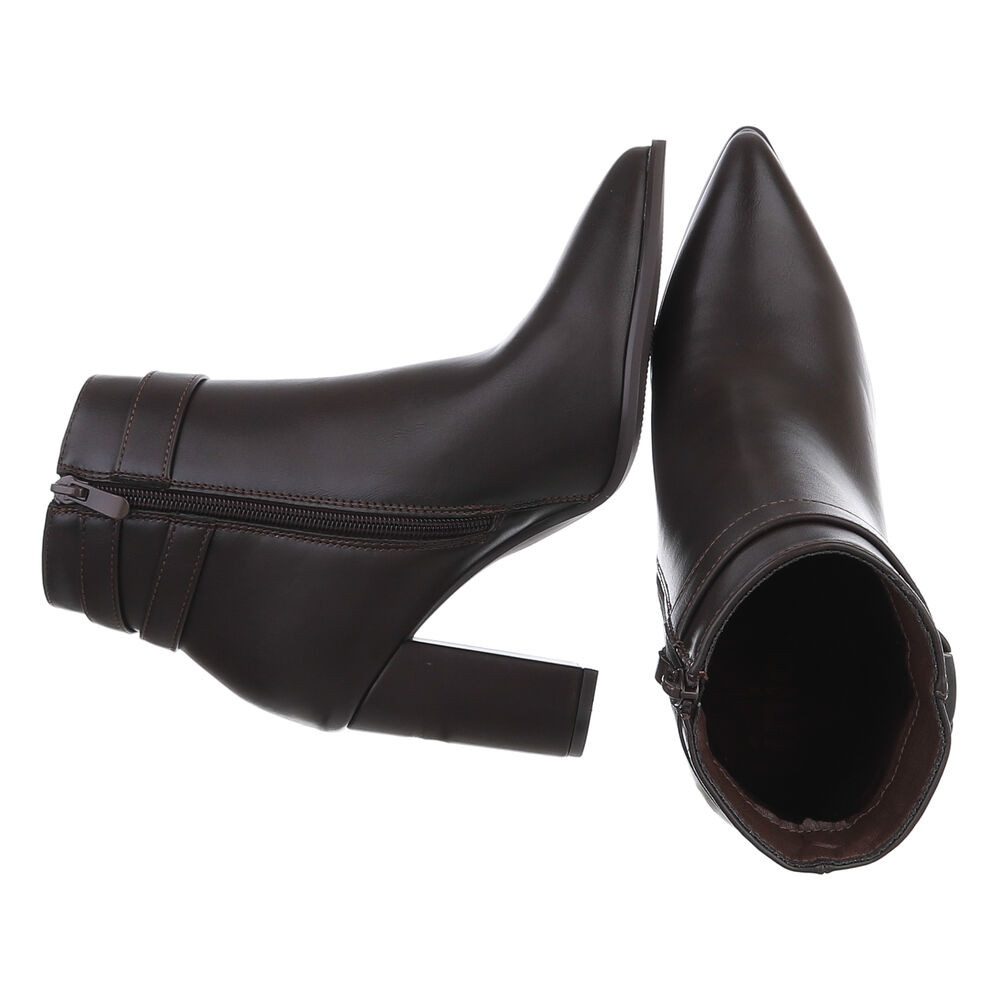 Ital-Design Damen Stiefelette mit Blockabsatz und Schnalle High-Heel-Stiefelette (92299739) Blockabsatz Stiefeletten in Braun – Bild 2 von 5