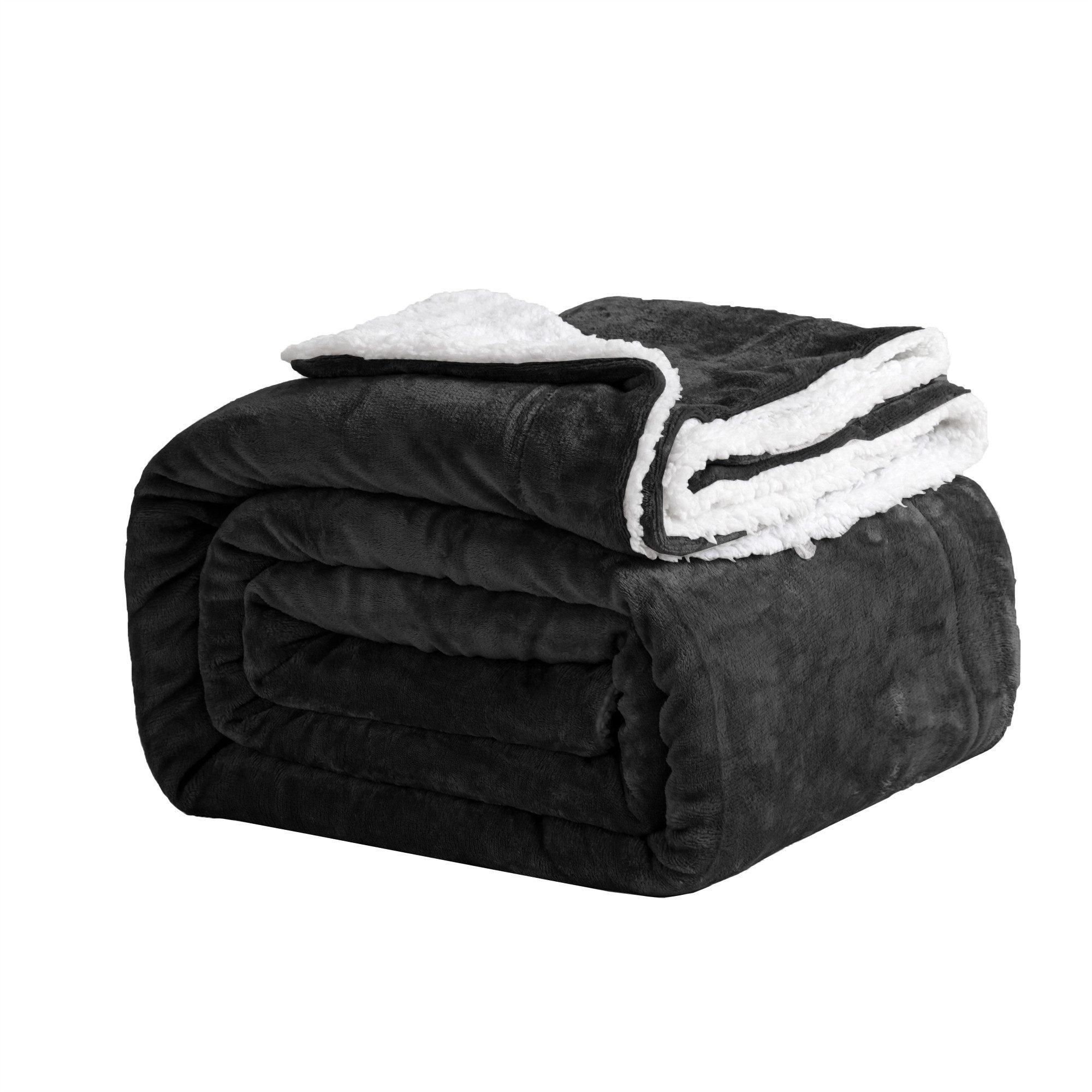 Wohndecke Sherpa-Fleece-Wohndecke, wendbar, kuschelig, warm, Grau, Einzelbe günstig online kaufen