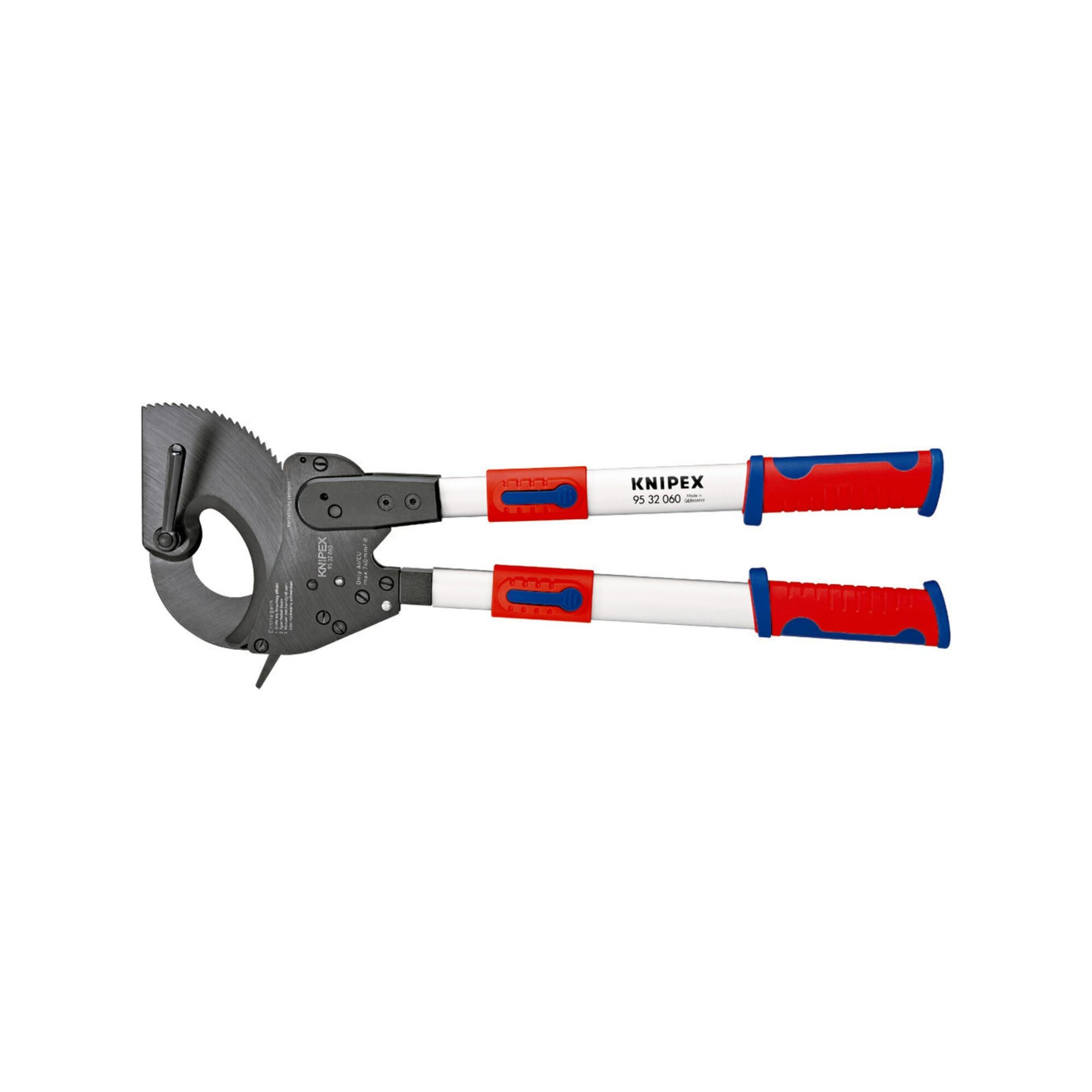 Knipex Seitenschneider KNIPEX 95 32 060 Kabelschneider (Ratschenprinzip) mit Teleskopschenkel