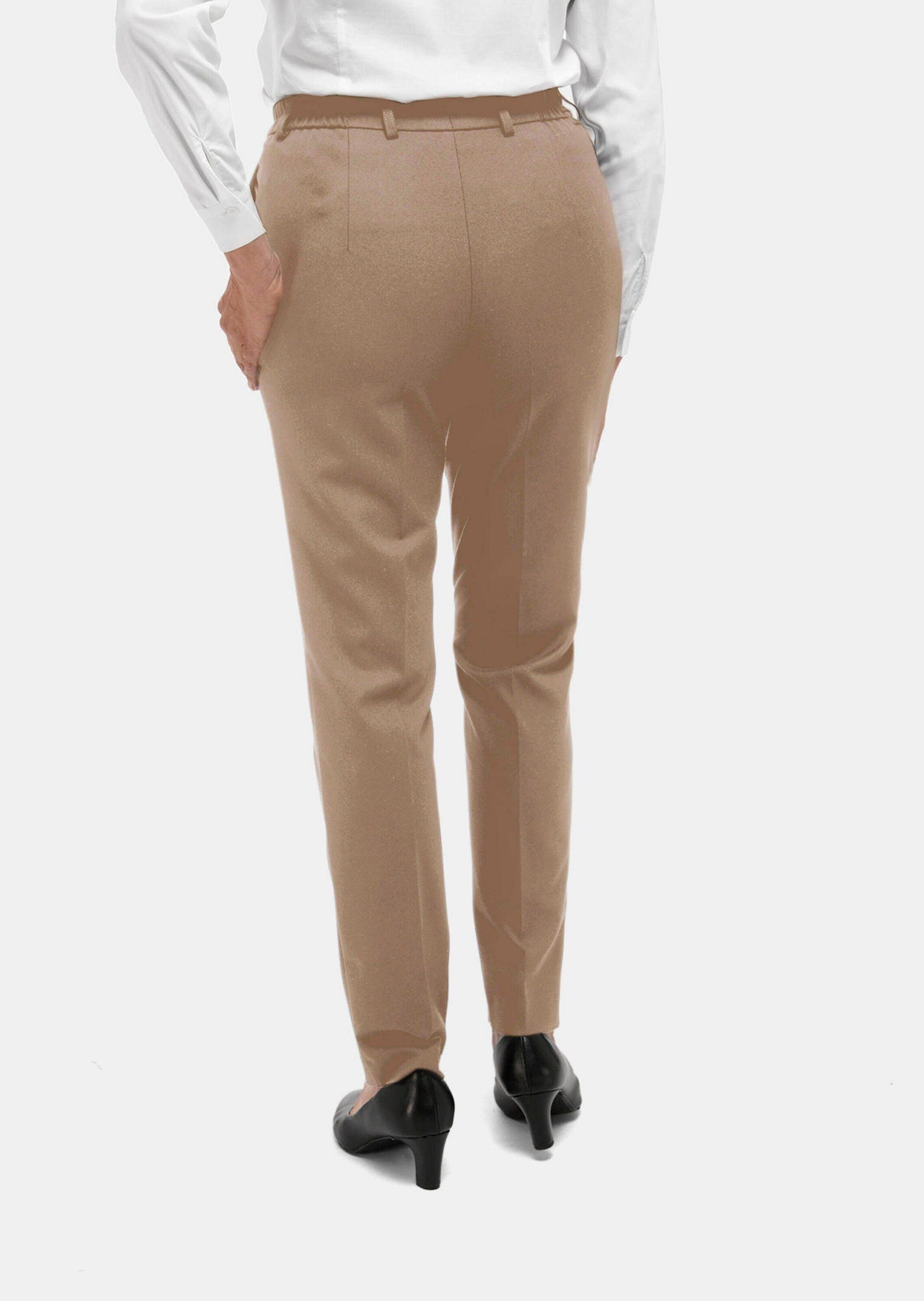 GOLDNER Stoffhose Kurzgröße: Bügelfaltenhose mit Teildehnbund Stoffhose mit Taschen, Gürtelschlaufen und Knöchellänge
