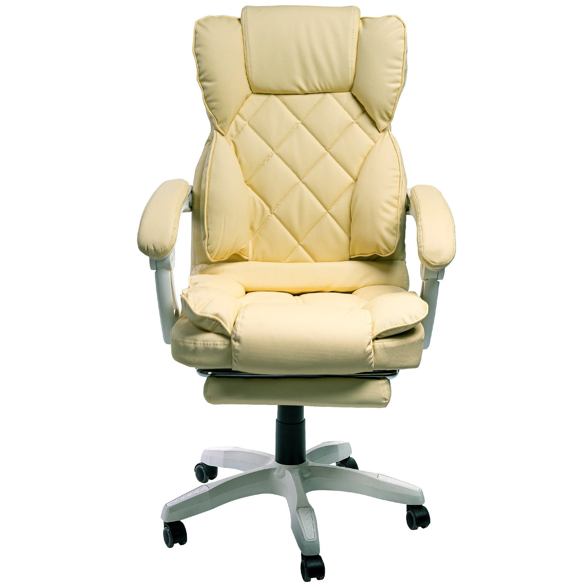 in und Sokrat Fußstütze Polsterung (1 Office Chefsessel TRISENS Bürostuhl Beige Stück), mit Home Chair Lederoptik