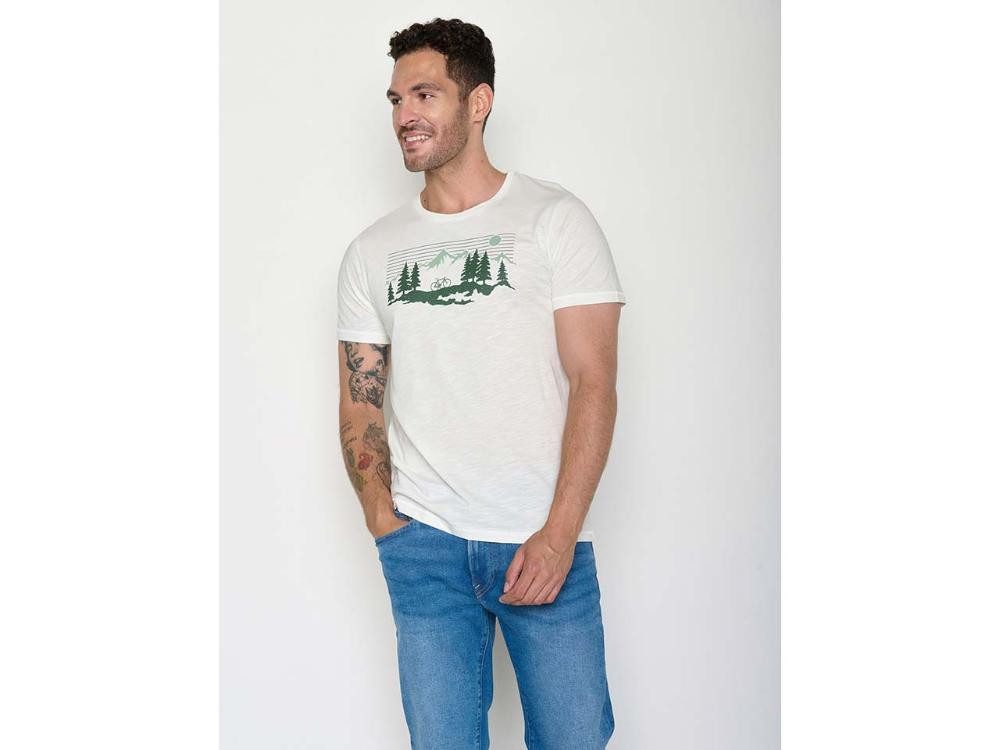 GreenBomb T-Shirt GREENBOMB Bio-Herren-T-Shirt 'Bike Mountain Pines'