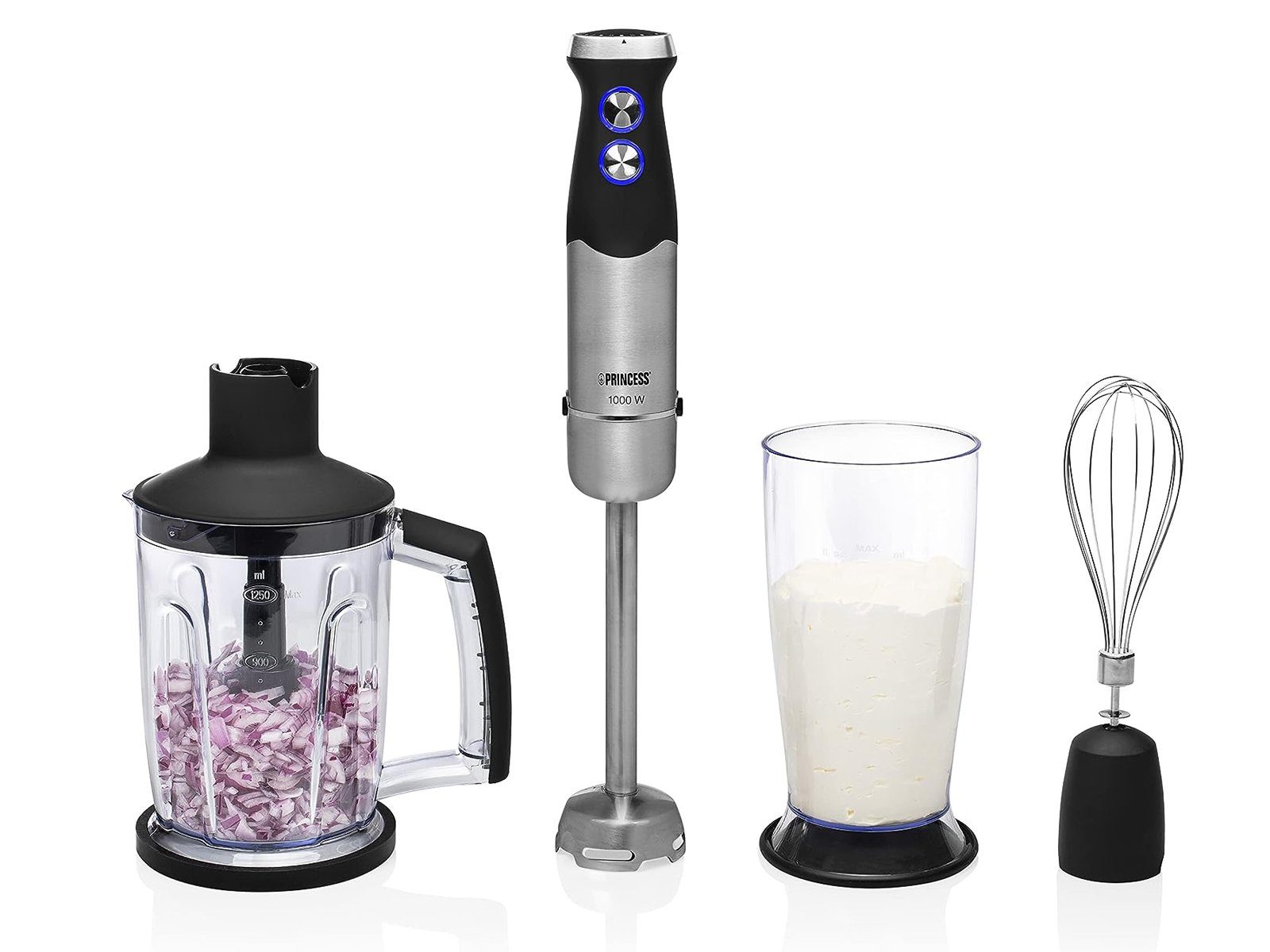 PRINCESS Блендери, 1000 W, SET Power Hand Küchen-Mixer Zauber Mix-stab Schneebesen & Zerhacker