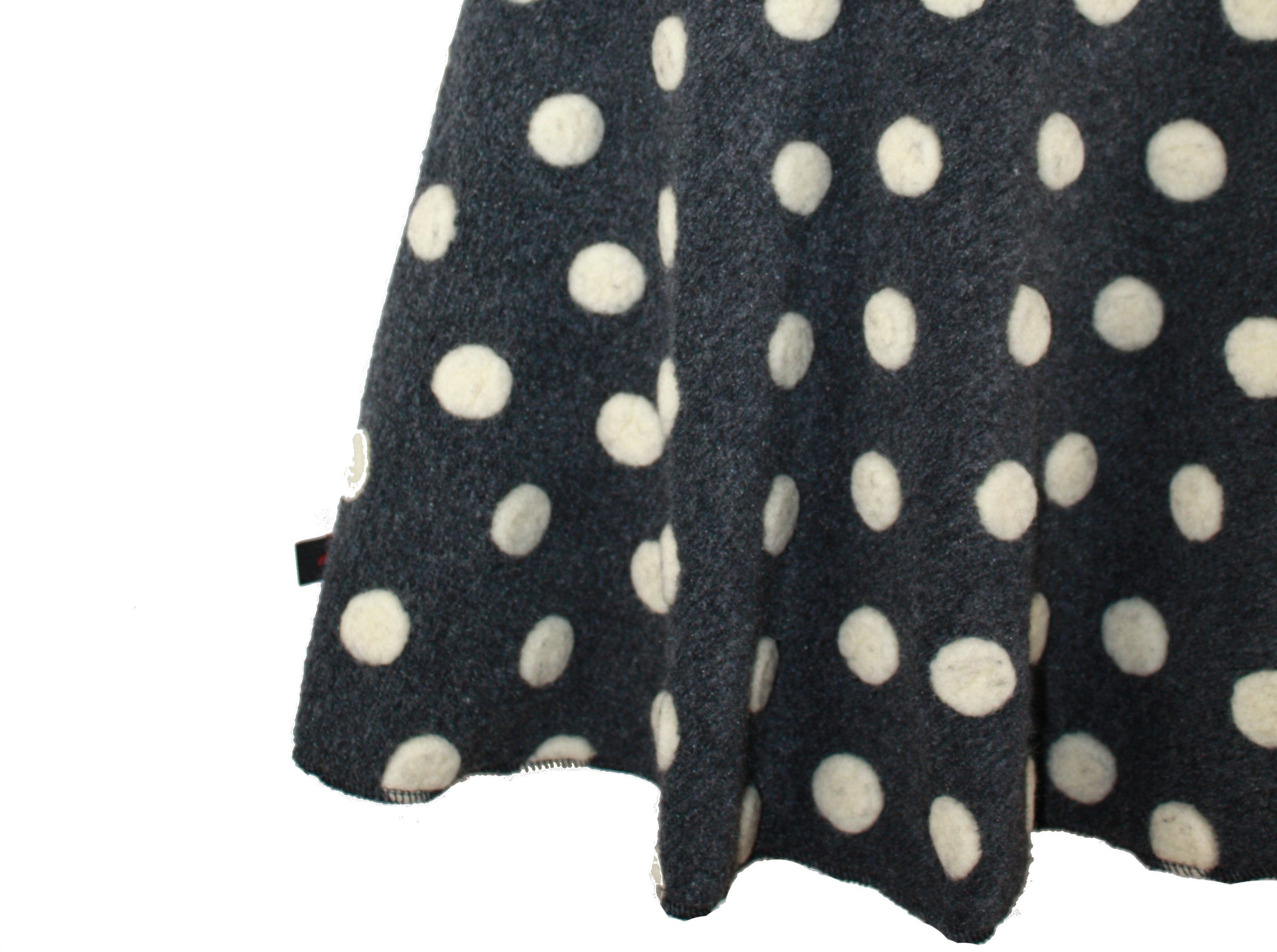dunkle design Strickrock Wolle gewalkt Petrol Anthrazit Dots Elastischer Bund