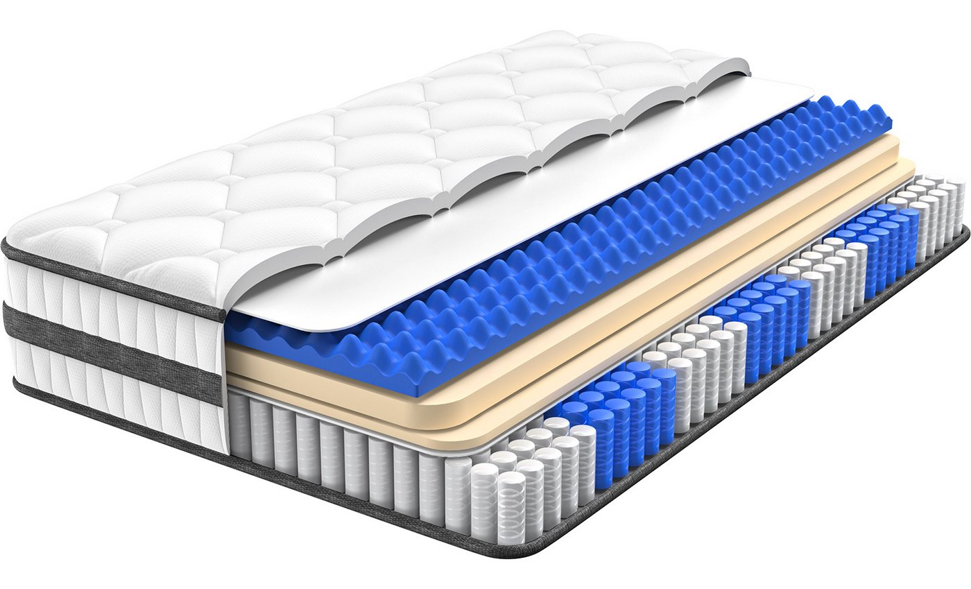 Boxspringmatratze Taschenfederkernmatratze 7 Zonen Federkernmatratze, Luxus matratze, Patbrela, 26 cm hoch,orthopädisch,Zertifizierte Qualität, passt sich dem Körper