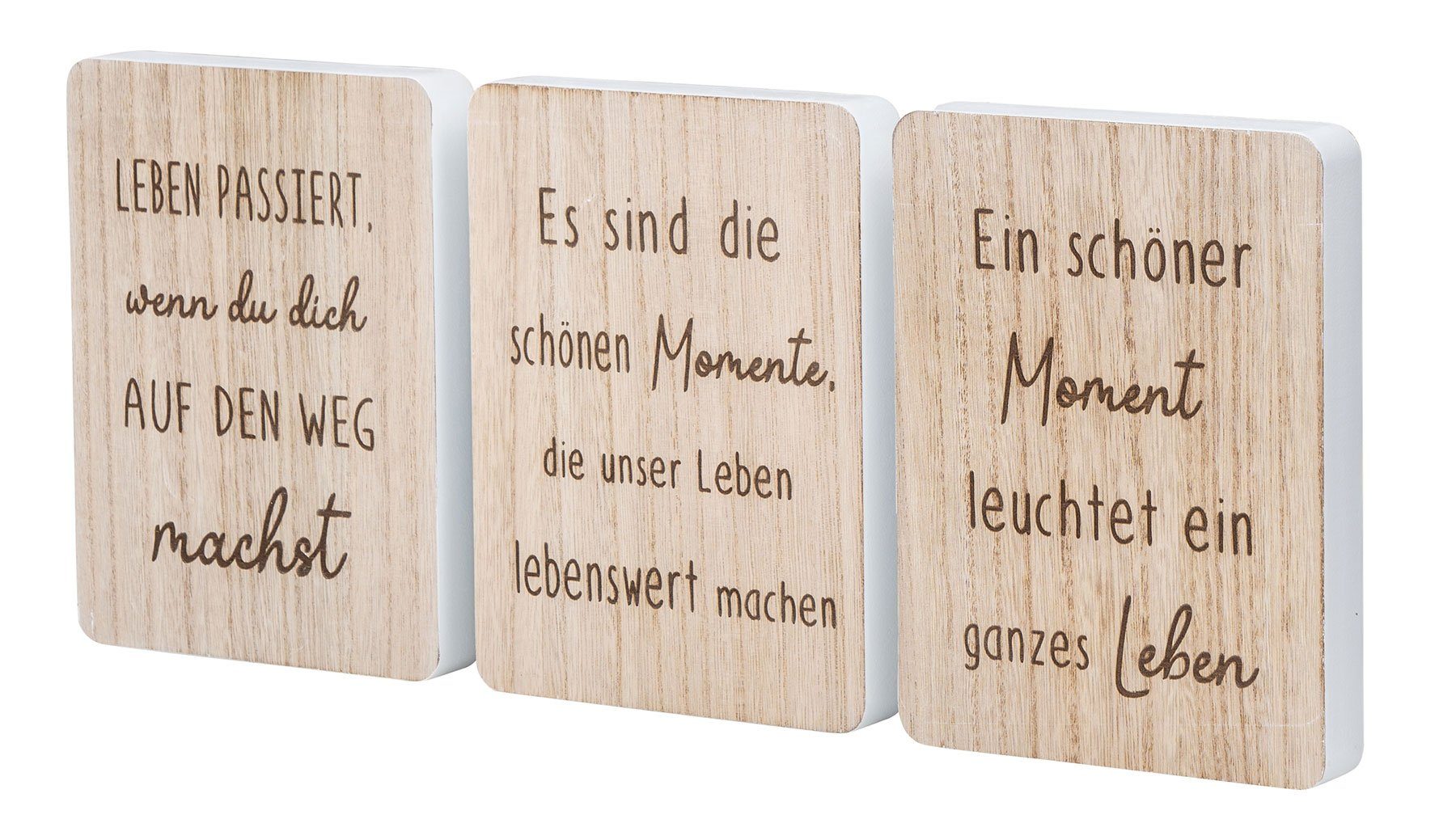 Levandeo® Dekoobjekt, Deko Aufsteller Schild H20cm 3er Set Deko-Tafel MDF Holz Natur Spruch