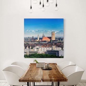 Bilderdepot24 Leinwandbild Skyline Modern Stadt München blau Bild auf Leinwand Groß XXL, Bild auf Leinwand; Leinwanddruck in vielen Größen