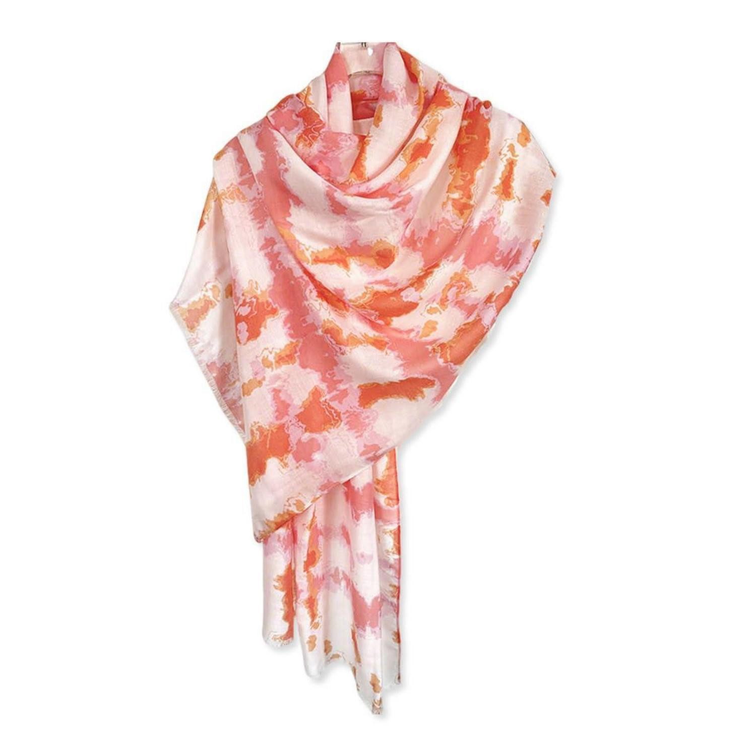 LuxusKollektion Modeschal Schal Damen Fischgrät Blume Schmetterling Tie-dye Rosa Orange, (1-St)
