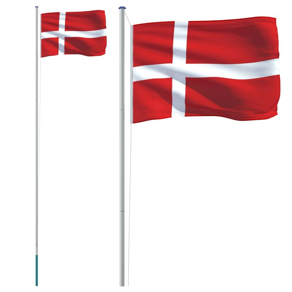 Flagge Flagge Dänemarks mit Mast 6,08 m Aluminium