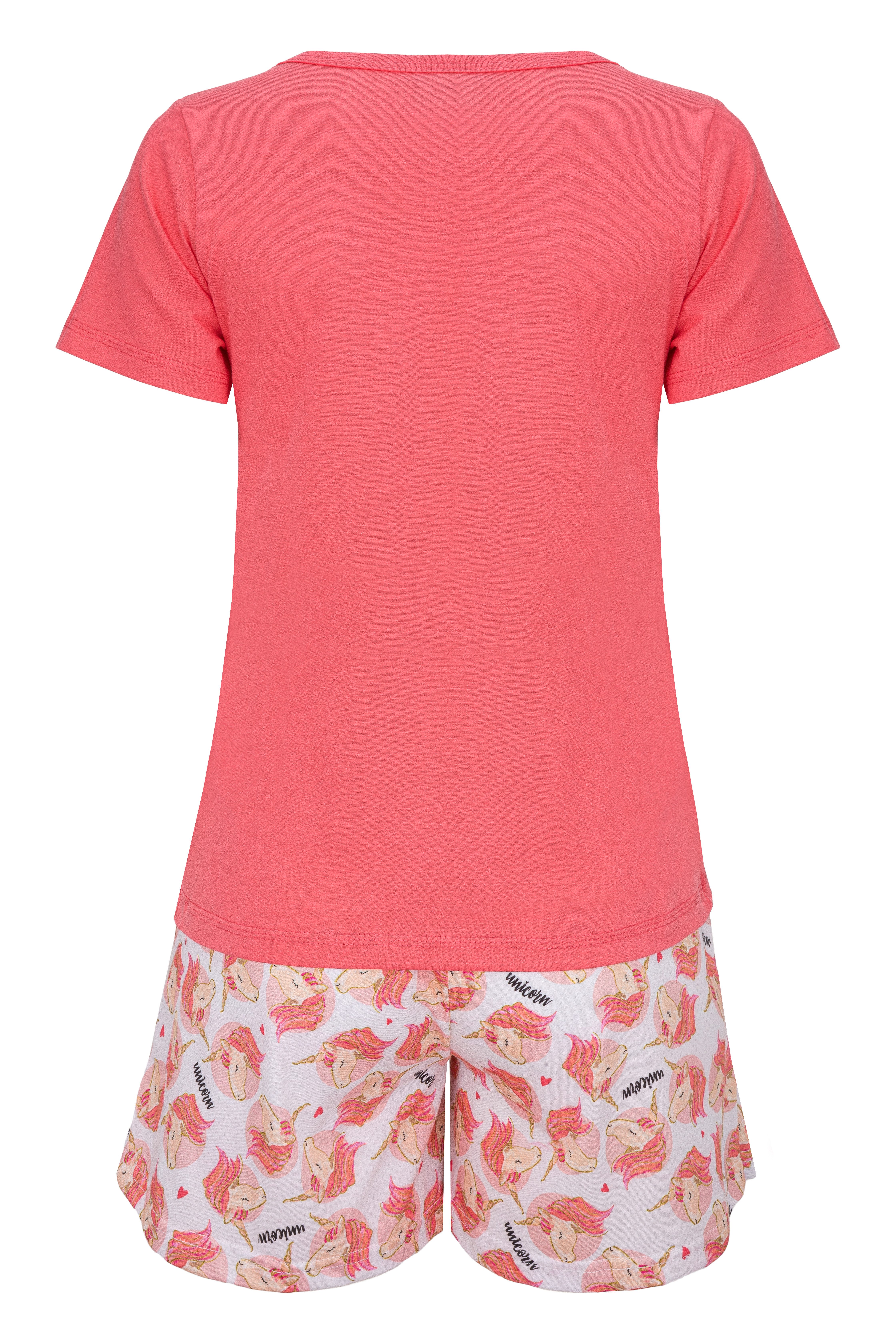 Mademoiselle Sommeil Shorty in rötlichem rosa (2 tlg., 1 Stück) im Einhorndesign