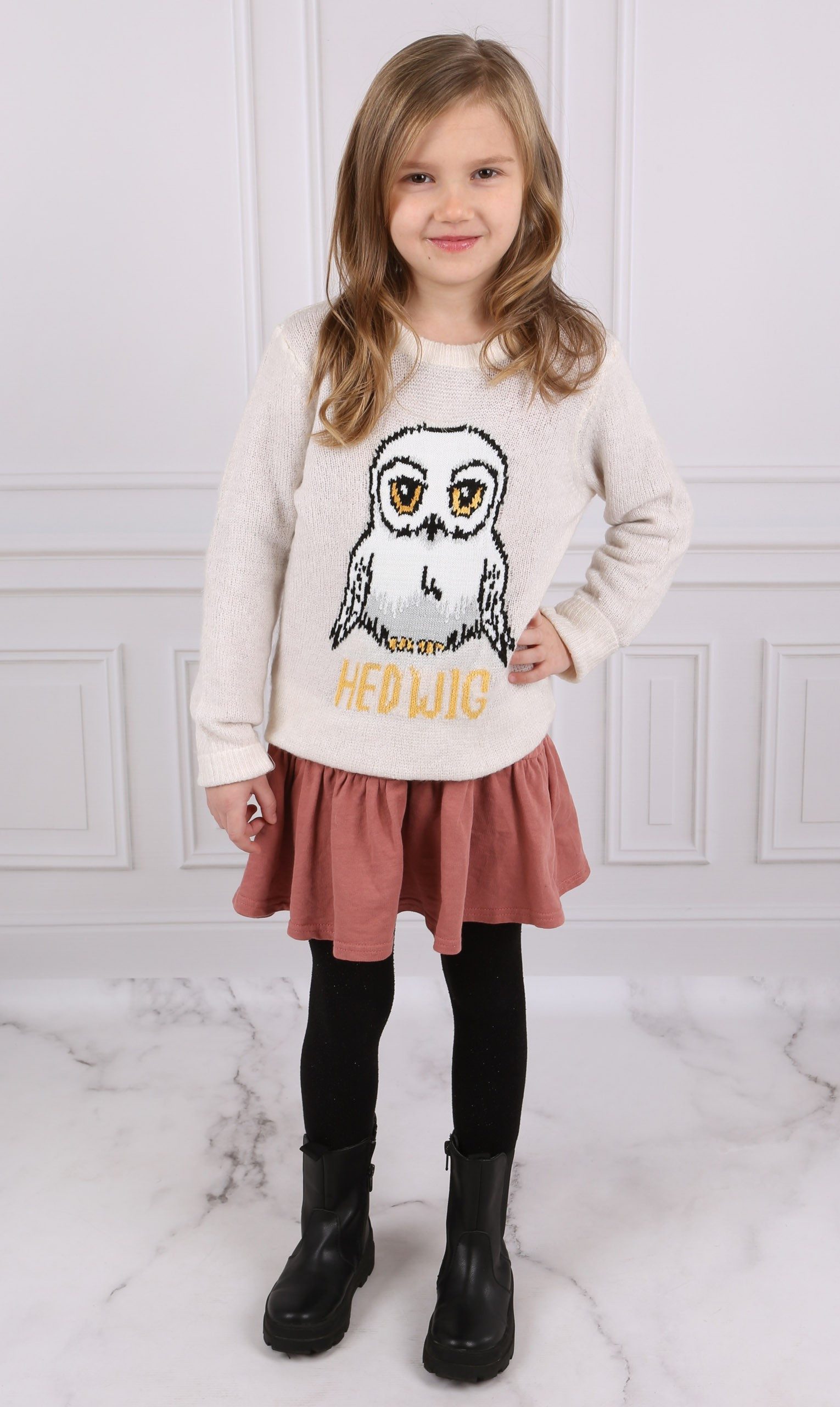 Sarcia.eu Longpullover Harry Potter Hedwig Ecrufarbener Pullover für Mädchen, warm 6 Jahre