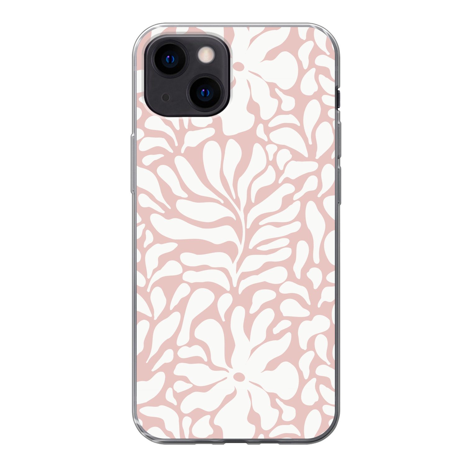 MuchoWow Handyhülle für Apple iPhone 13 mini Blumen - Muster - Rosa - Weiß, Smartphone-Bumper, Print, Handy Schutzhülle Dünn