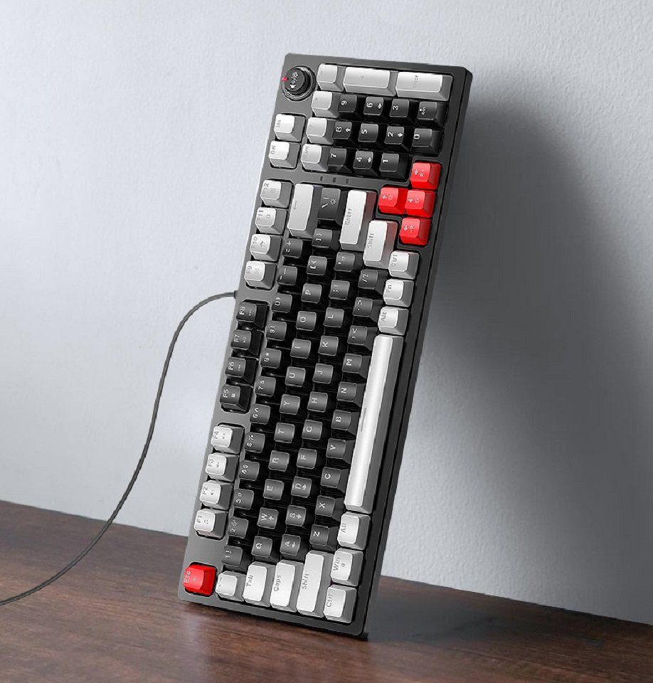 deutsche schwarz Dreifarbige und mit mechanische (Zweifarbige BUMHUM Gaming-Tastatur Tastatur,RGB-Beleuchtung Echte Nicht Doppel- RGB-Gaming-Tastatur Kabe) Tastatur