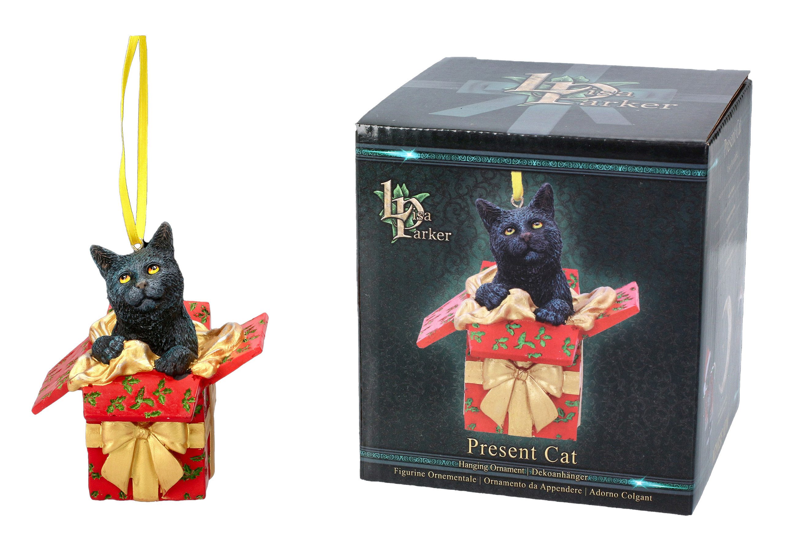 Figuren Shop GmbH Christbaumschmuck Christbaumschmuck - Katze aus Geschenk - Lisa Parker - Weihnachten (1-tlg)