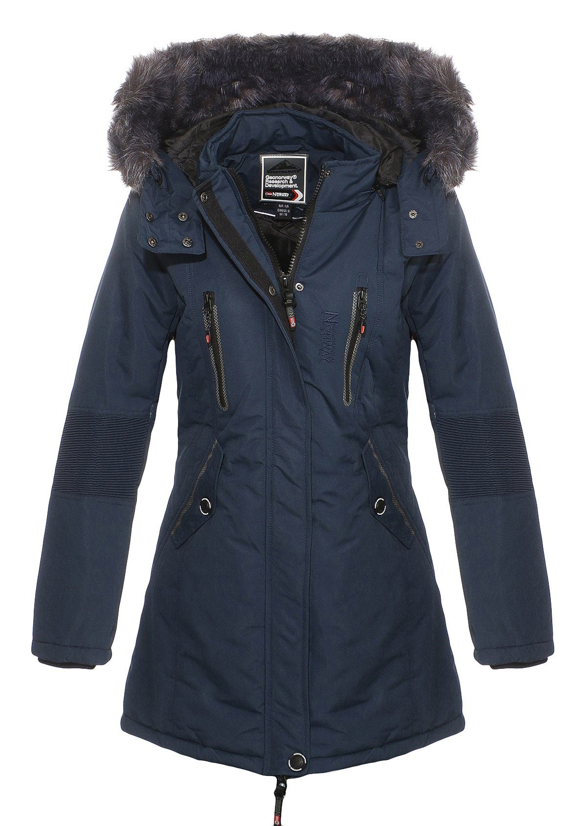 Geographical Norway Winterjacke Damen Coraly abnehmbare Kapuze, dicke und warme Jacke Navy