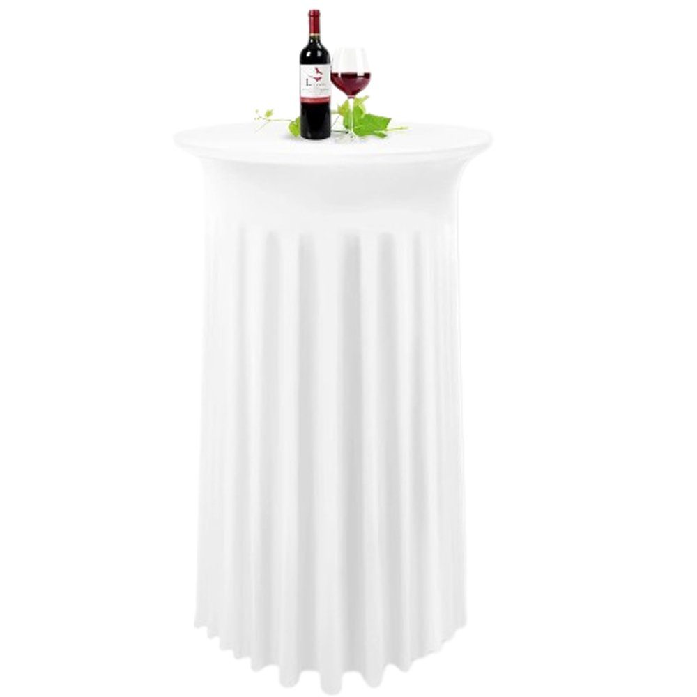 2er-Set Cocktail-Tischrock, Weiße Runder Stehtisch FELIXLEO Hussen 80×110cm Stehtischhusse
