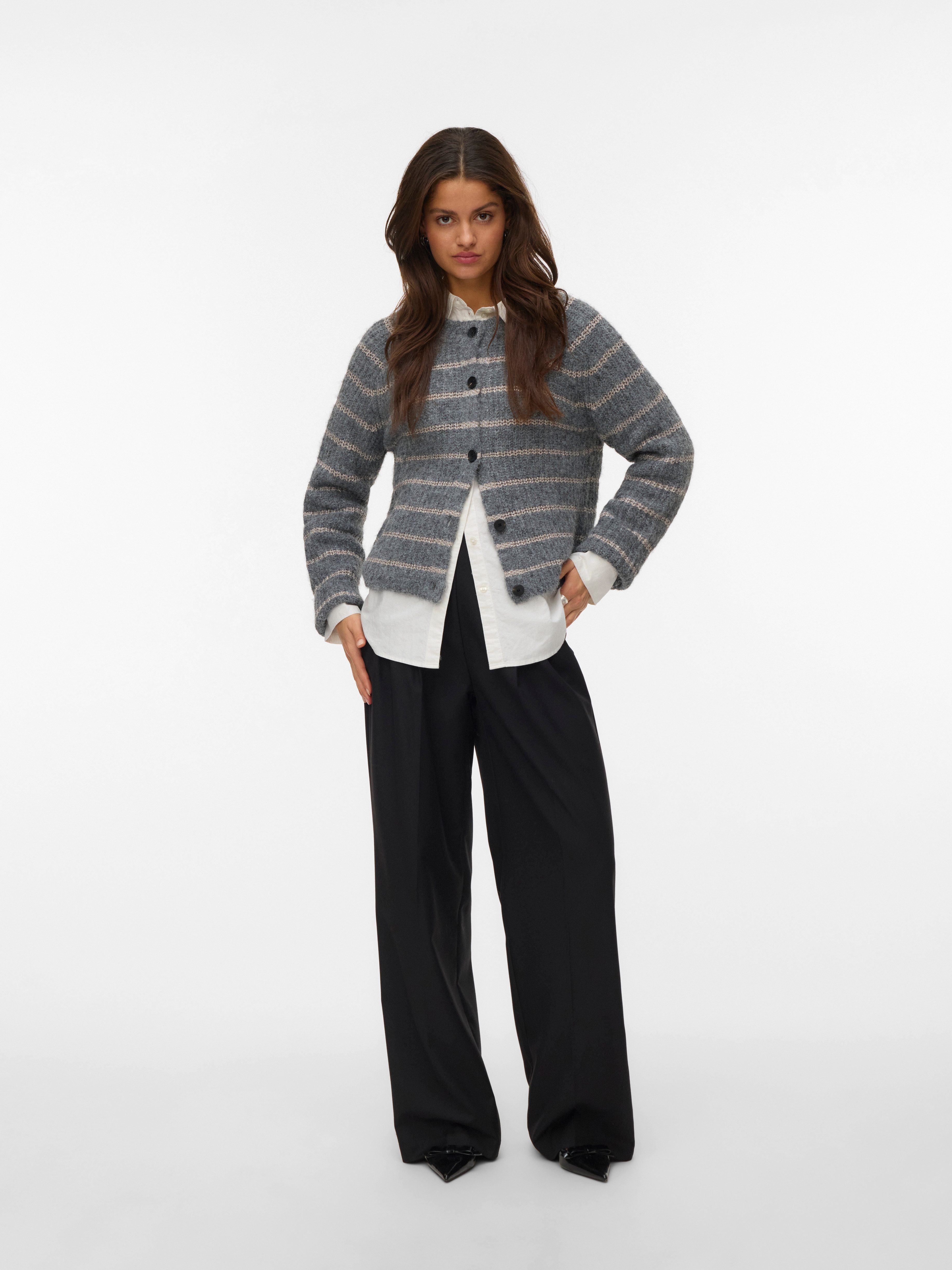 Vero Moda Strickjacke VMAWESOME SHINE LS O-NCK STRIPE CARD BOO