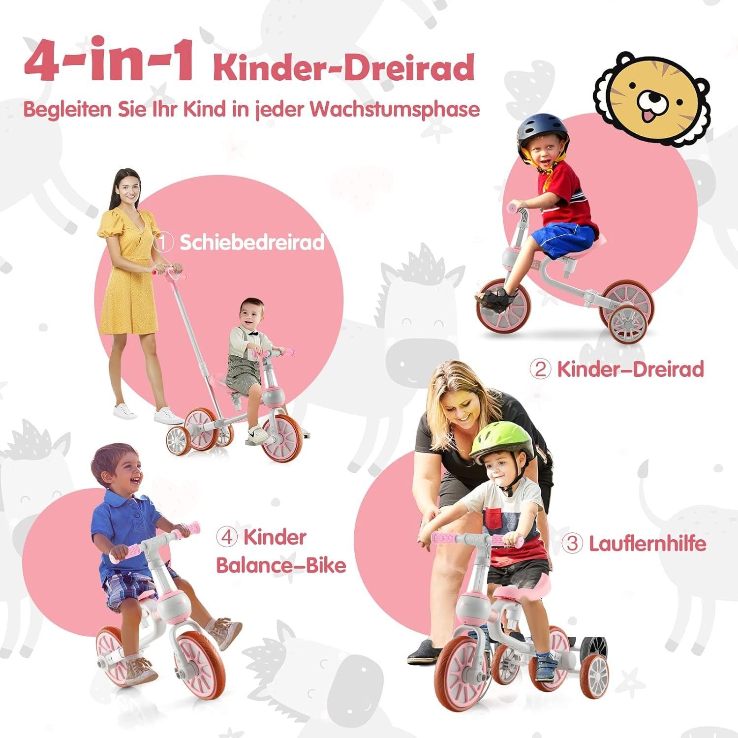 KOMFOTTEU Dreirad Kinder Balance Fahrrad, 4-Rad-Laufrad günstig online kaufen