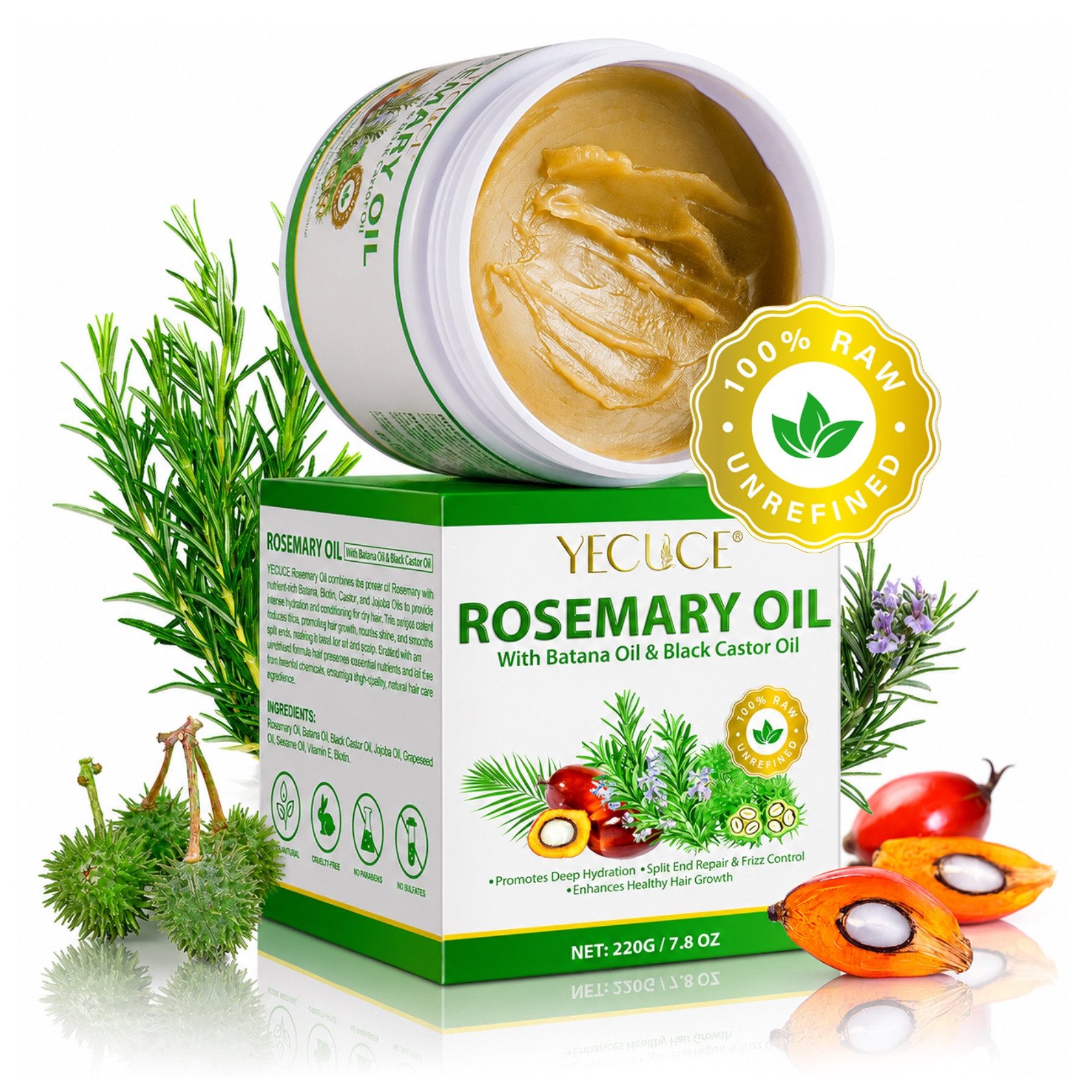 P-Beauty Cosmetic Accessories Haaröl Haarpflege Haarwachstum Rosmarinöl Batana Öl Schwarze Rizinusöl Vegan, 1-tlg., Feuchtigkeitsspendend, Haar-Repair, Haarwuchs, Intensivpflege, Nährend
