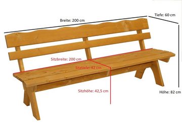 TPFGarden Garten-Essgruppe Drieburg, (3-tlg., Outdoor Garten Garnitur aus massivem Kiefernholz), 2x Bank 200cm & 1x Tisch 70x200cm - Hochwertige Verarbeitung