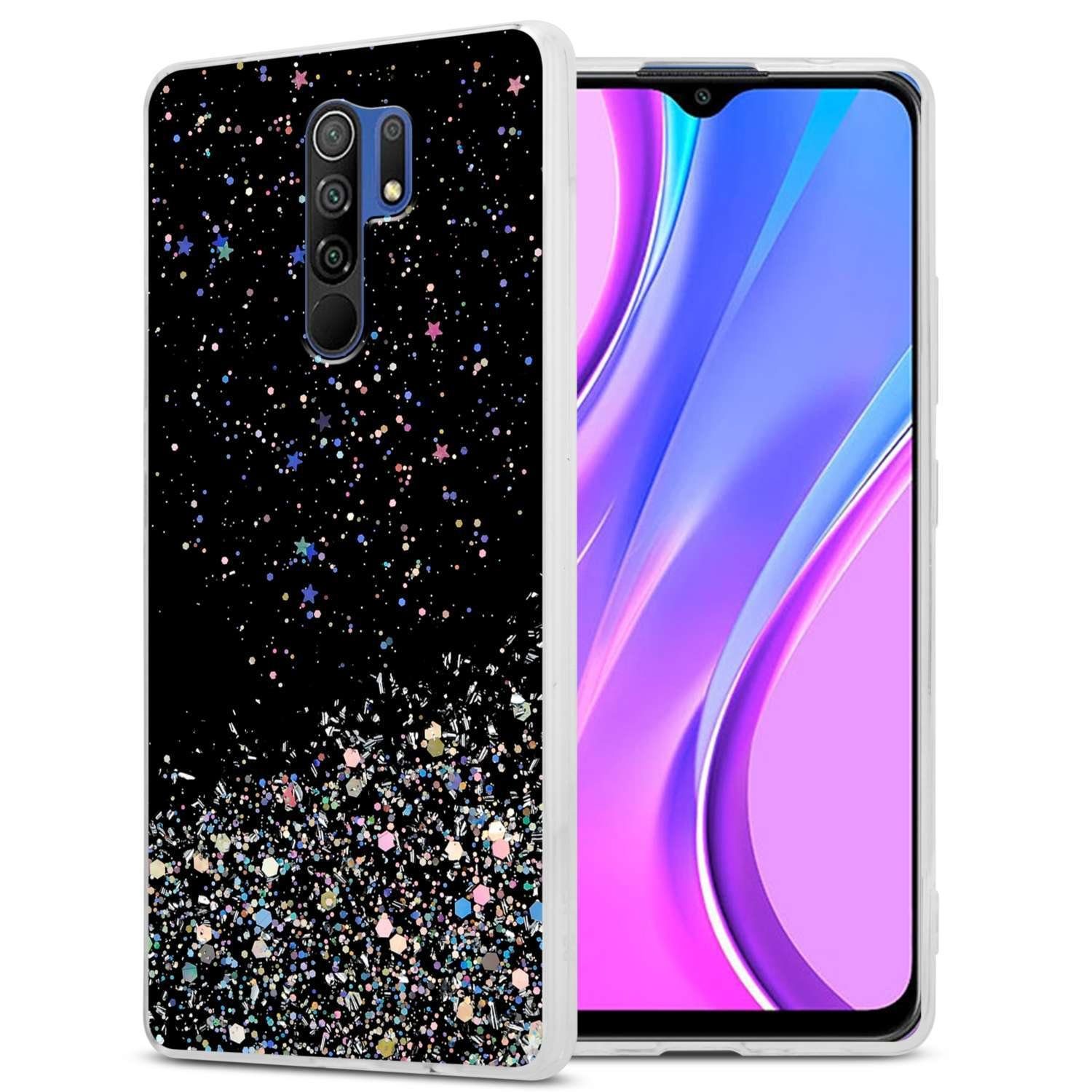 Cadorabo Handyhülle für Xiaomi RedMi 9 Hülle Xiaomi RedMi 9, Flexible TPU Silikon Handy Schutzhülle - Hülle - mit Glitzer