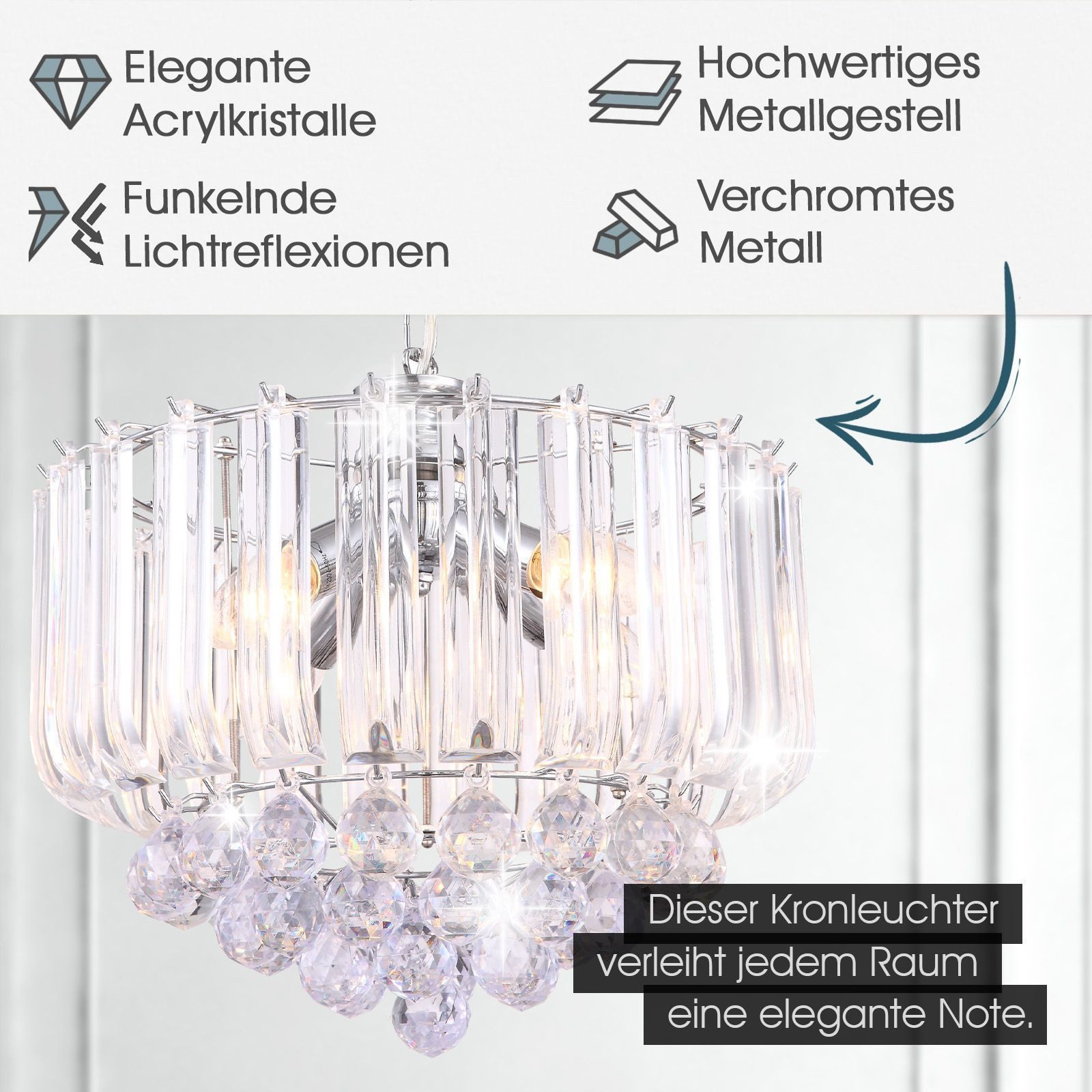 bmf-versand Kronleuchter Hängelampe Esstisch Kristall Lampe günstig online kaufen