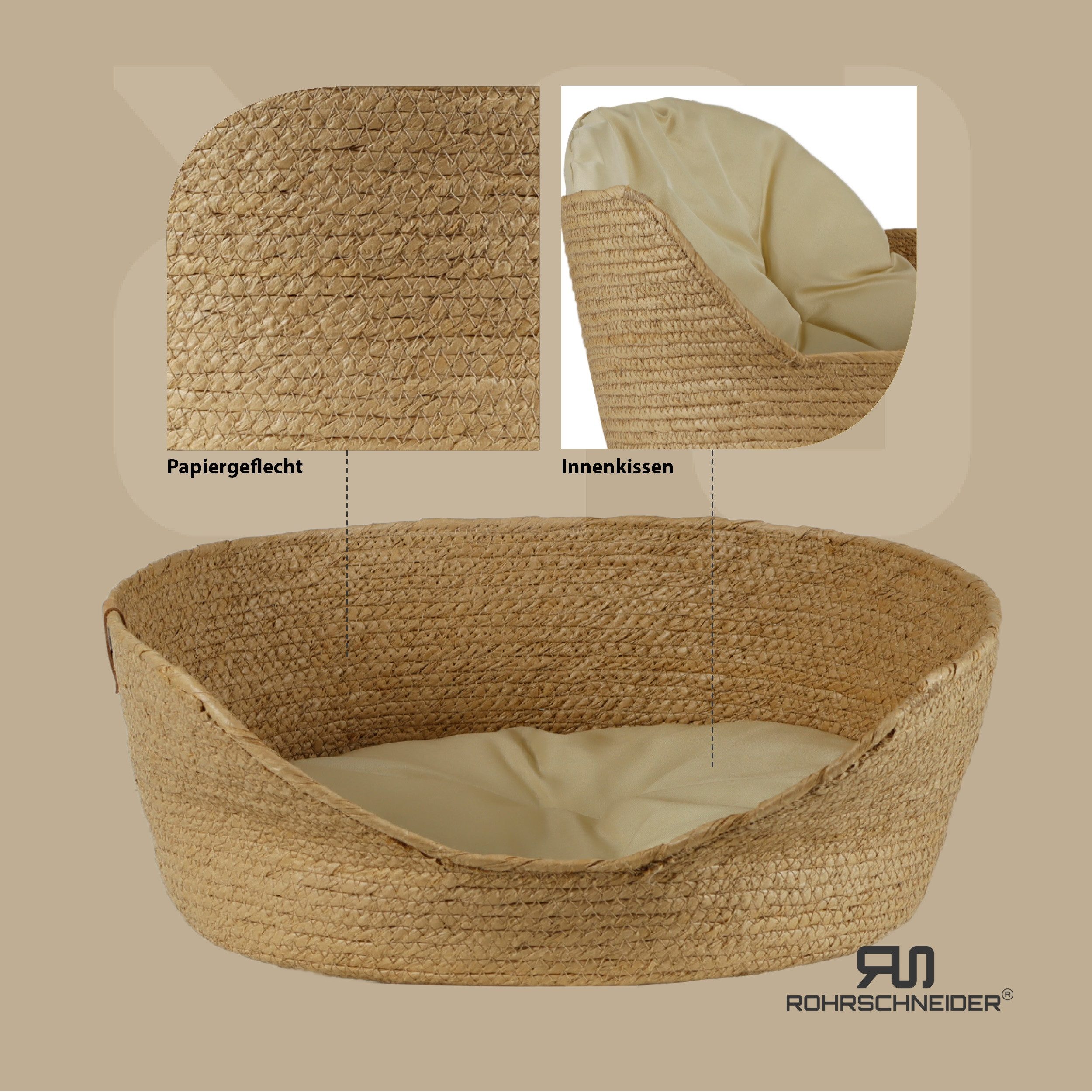 Rohrschneider Tierkorb umweltfreundlicher Tierkorb aus geflochtenem Papier 2 Größen, umweltfreundlich, lasst keine Nässe durch