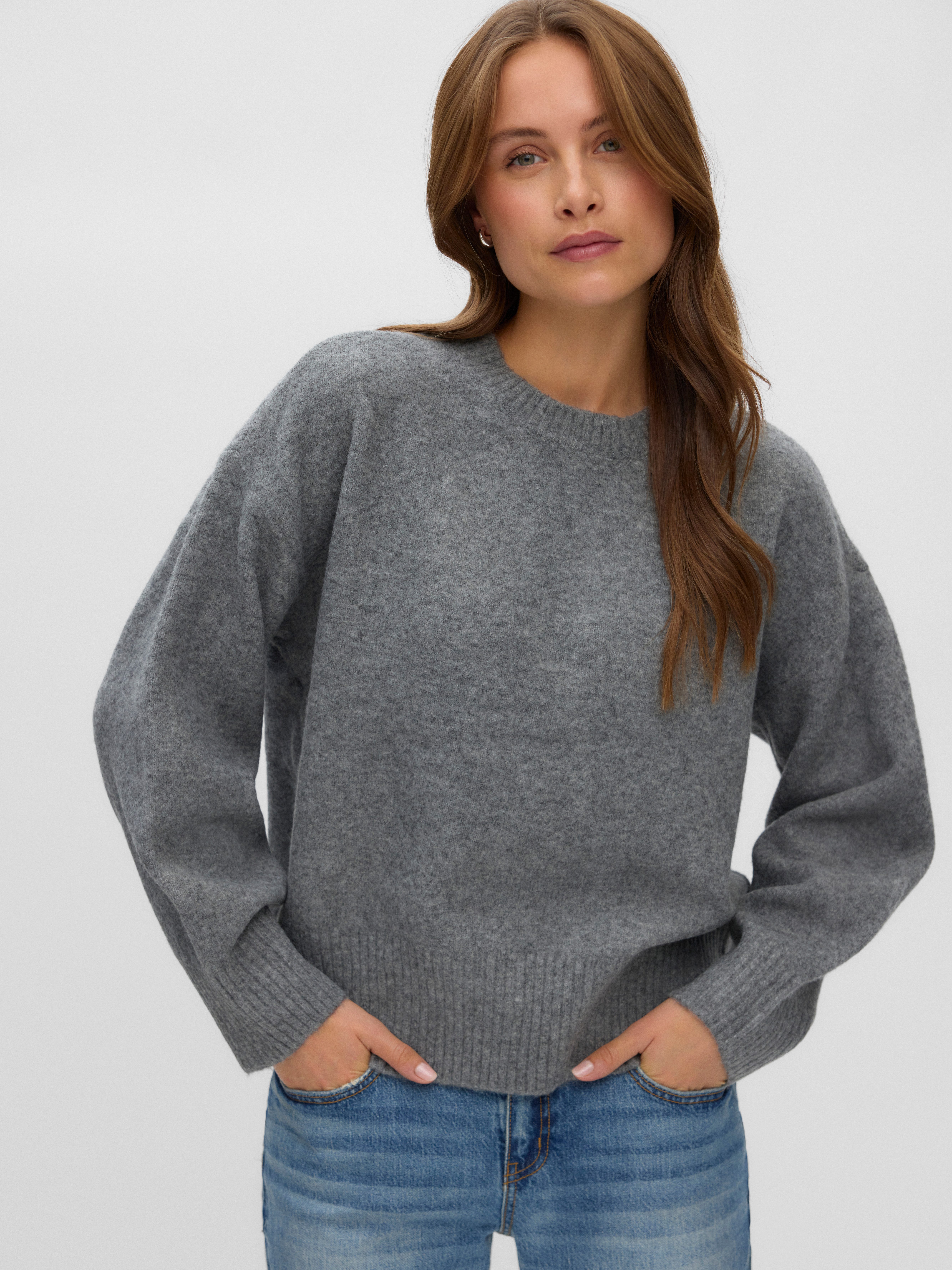 Vero Moda Strickpullover VMSIF LS O-NECK PULLOVER NOOS Materialmix mit Wolle, regular fit